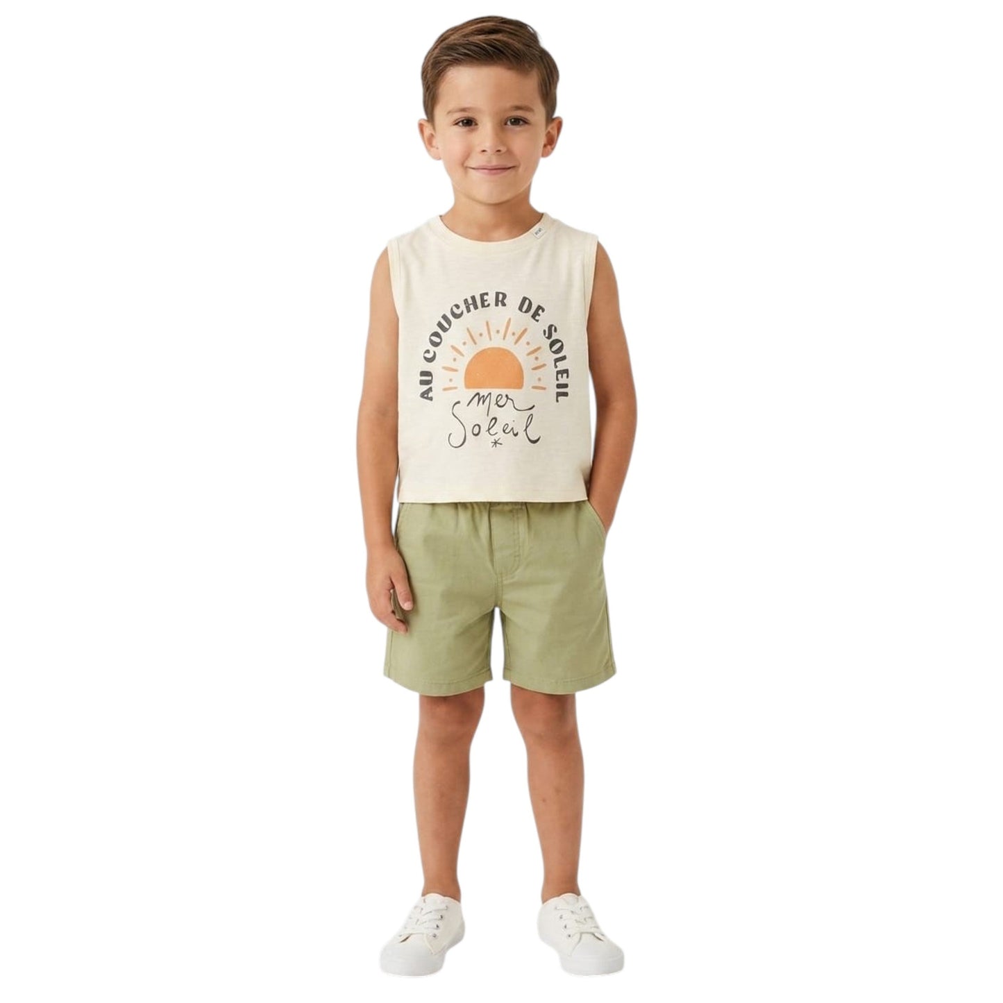 Kids Boy's Printed  Top,Beige
