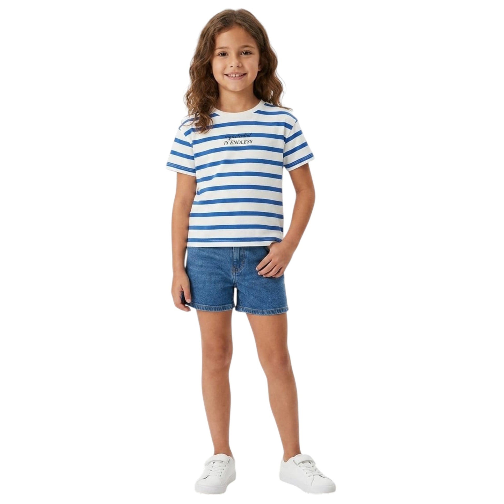 Kids Girl's Stripped Top,White