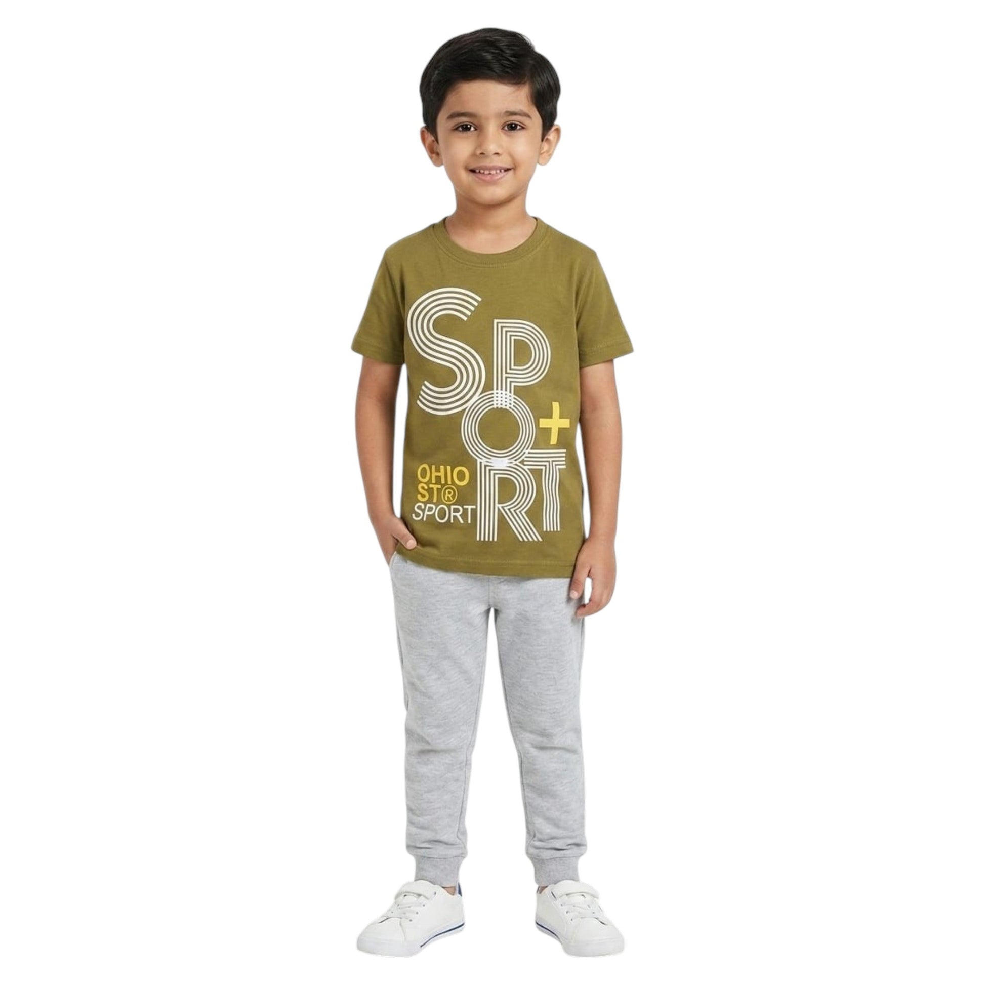 Kids Boy's Printed Top,Olive