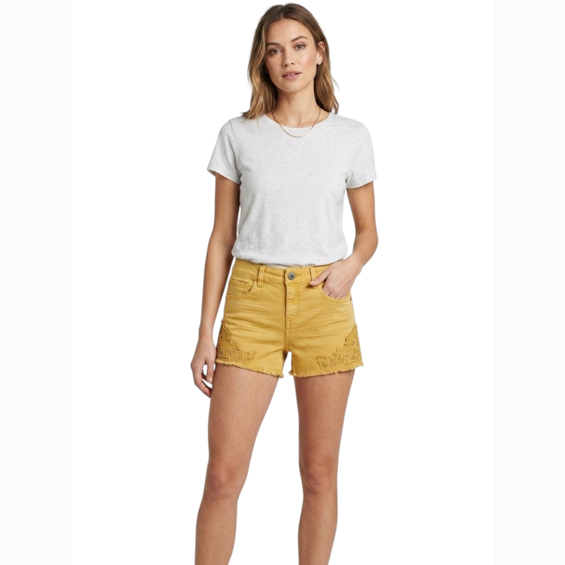 Women's Plain Lace Short,Light Mustard
