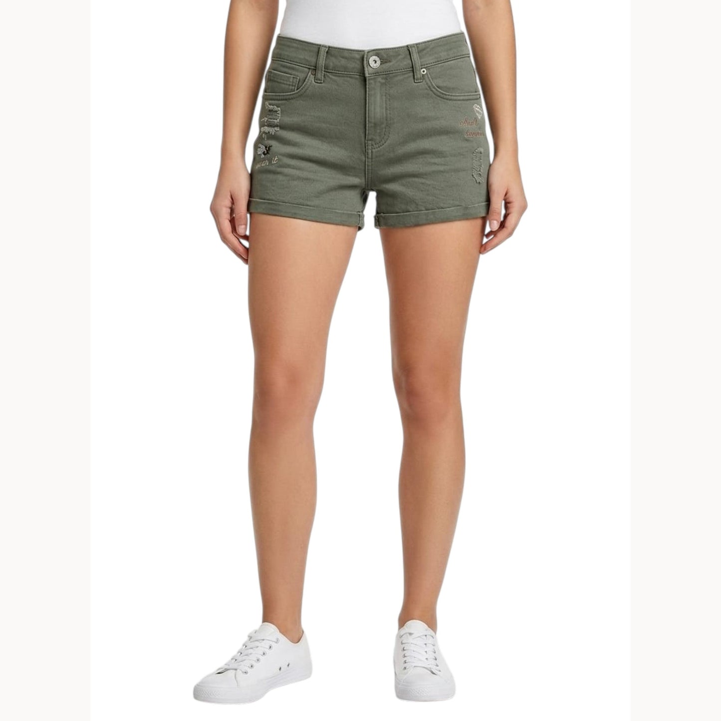 Women's Embroidered Short ,Olive