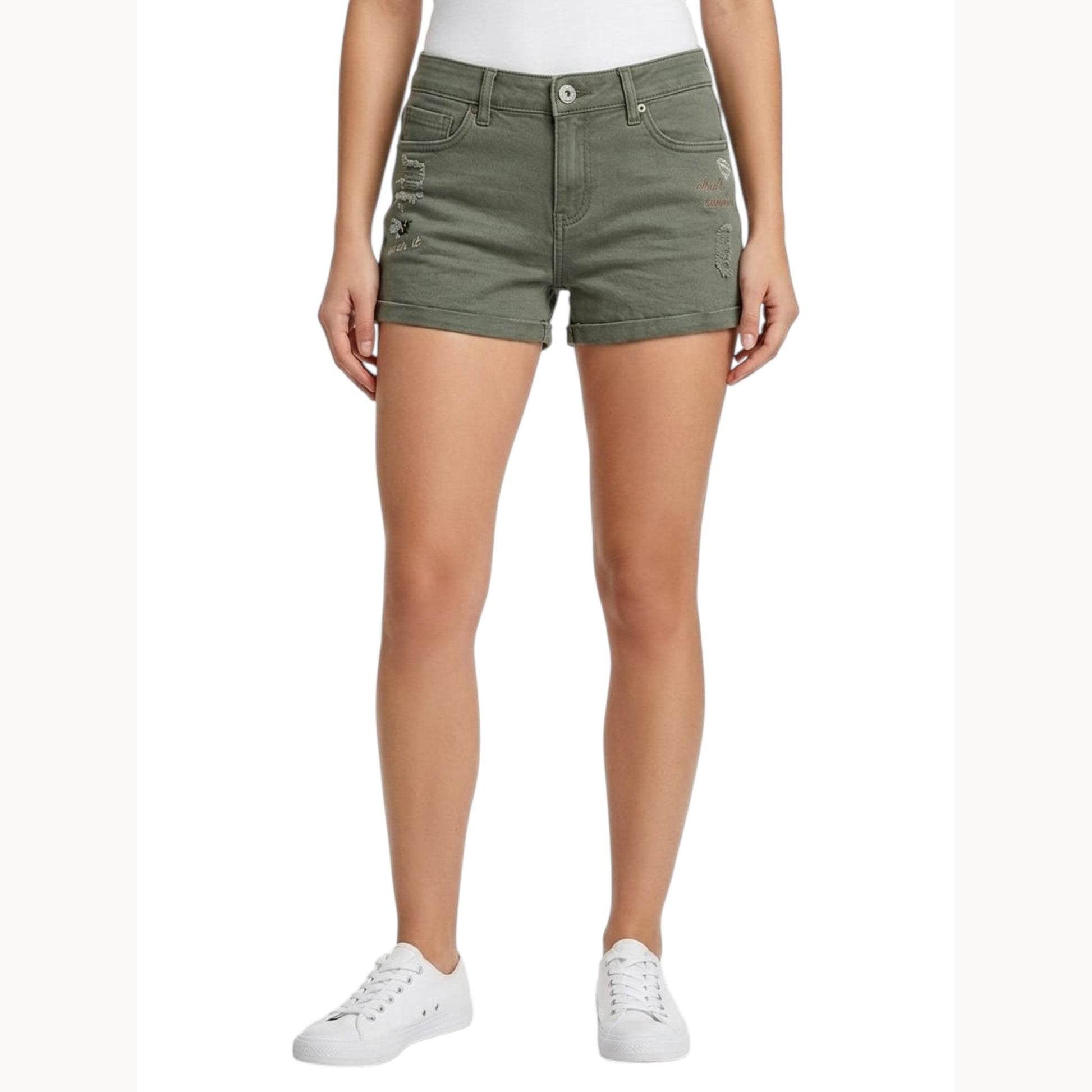 Women's Embroidered Short ,Olive