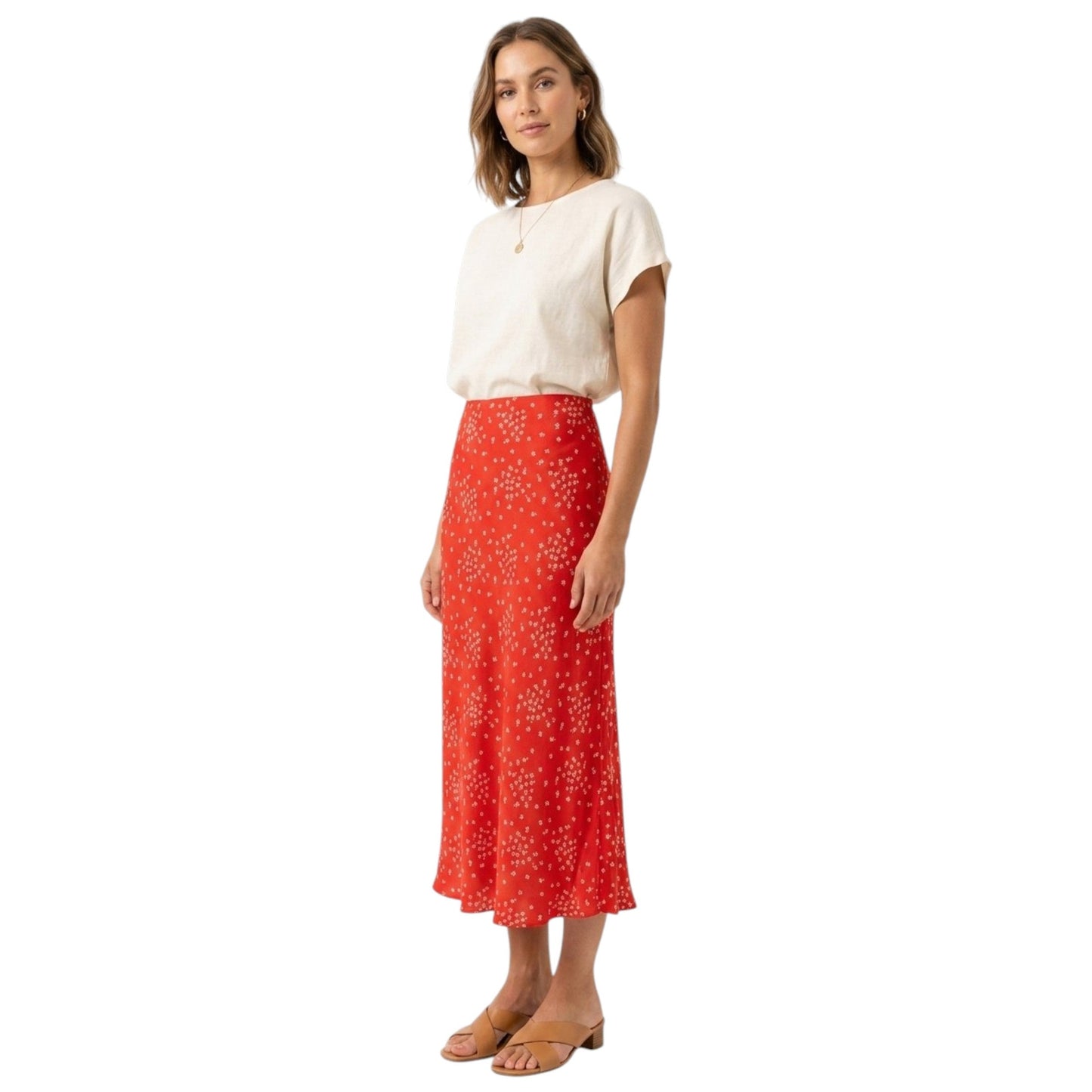Women's Floral printed skirt ,Red