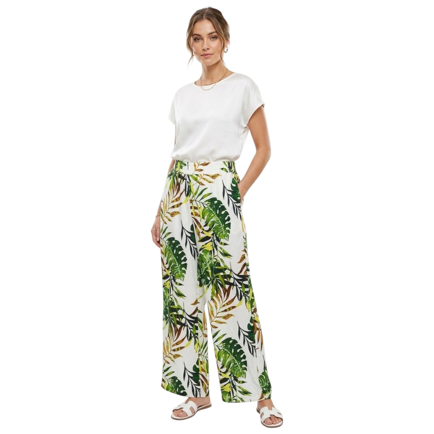 Women's Printed Pants,White