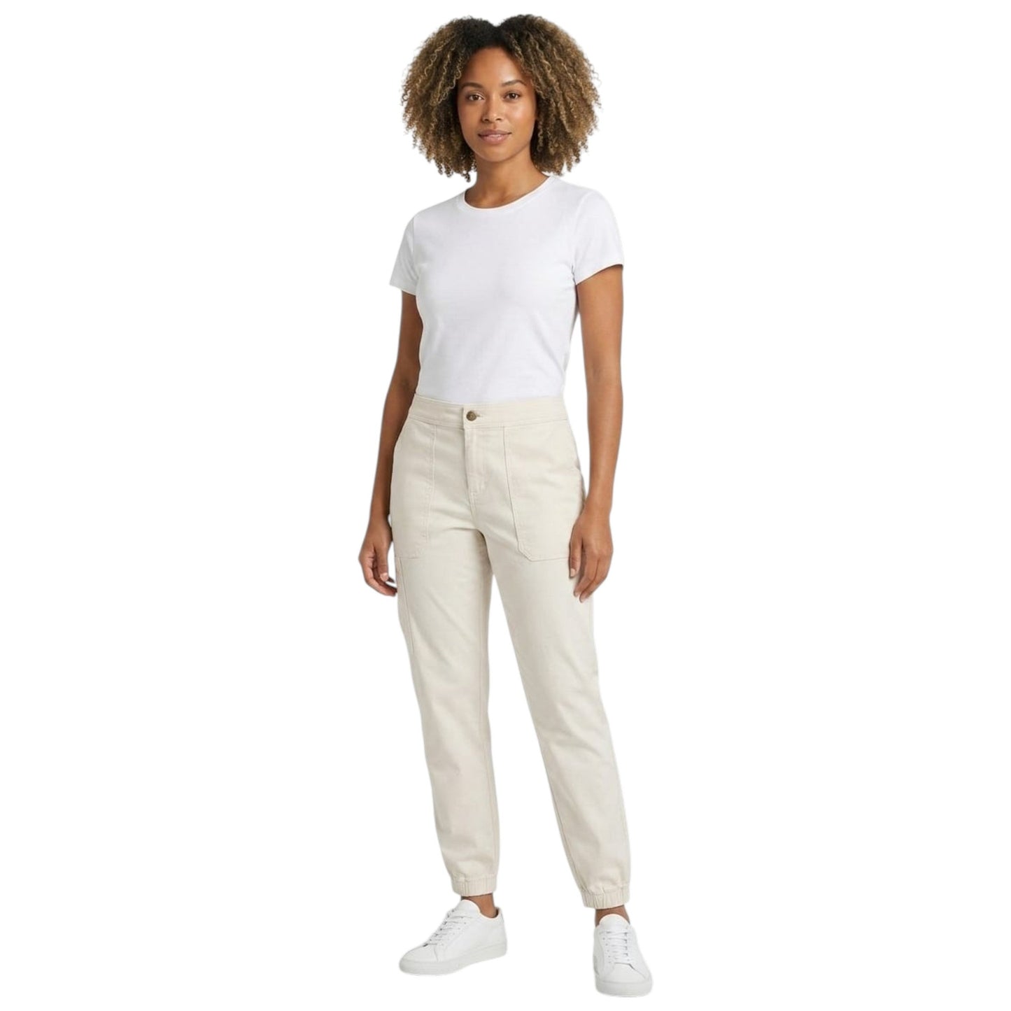 Women's Plain Casual Pant,Light Beige