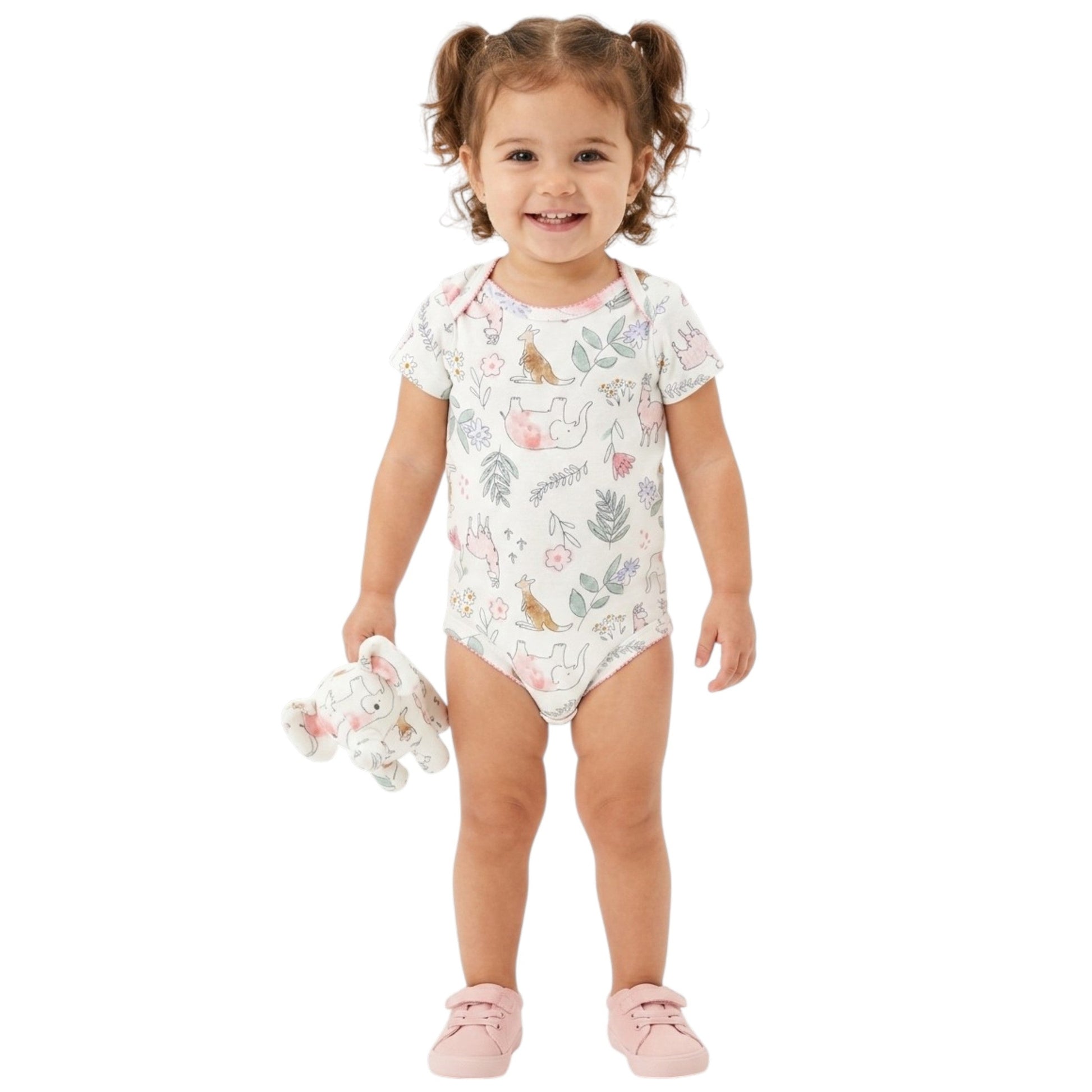 Kids Girl's Printed Bodysuit,White