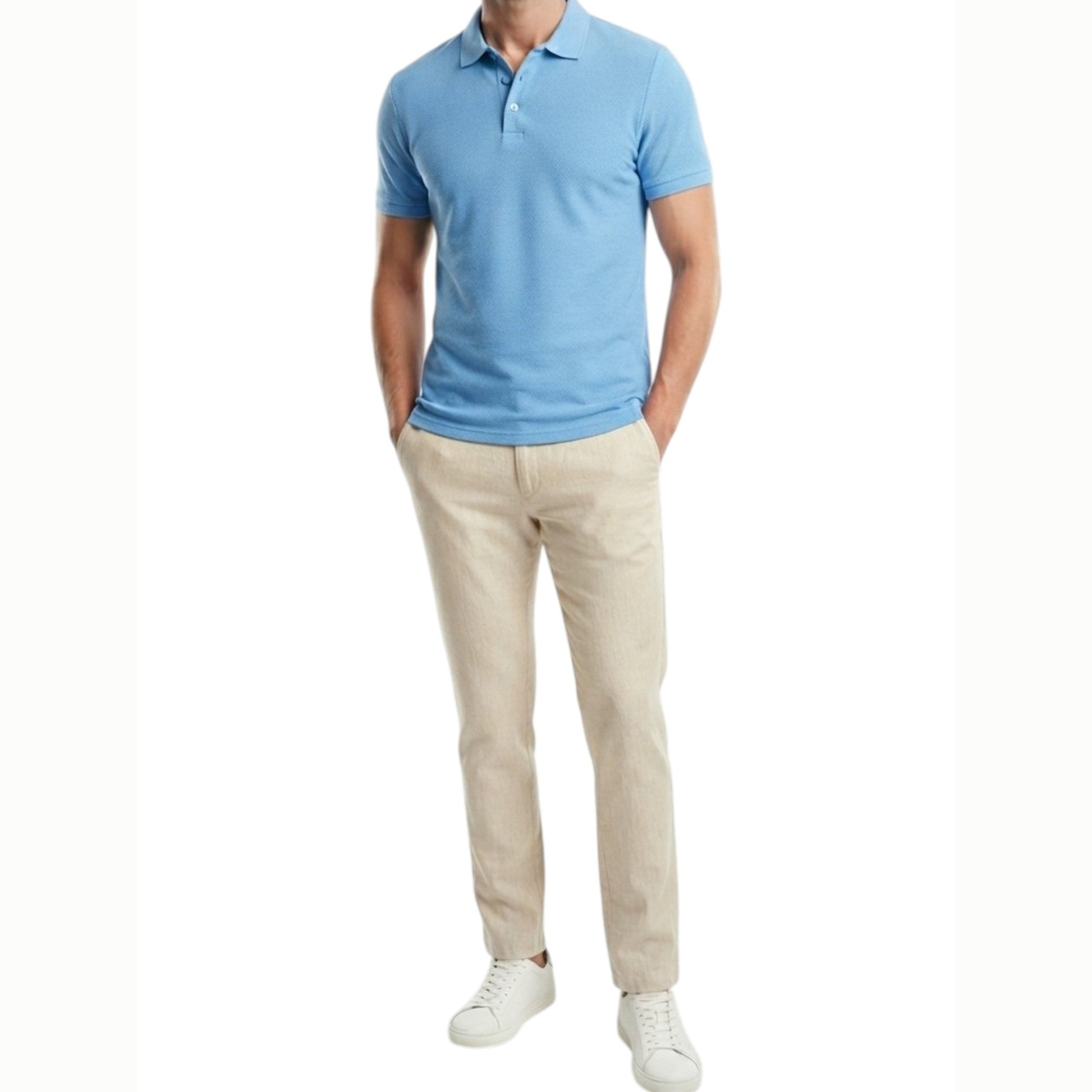 Men's Textured Polo T-Shirt,Blue