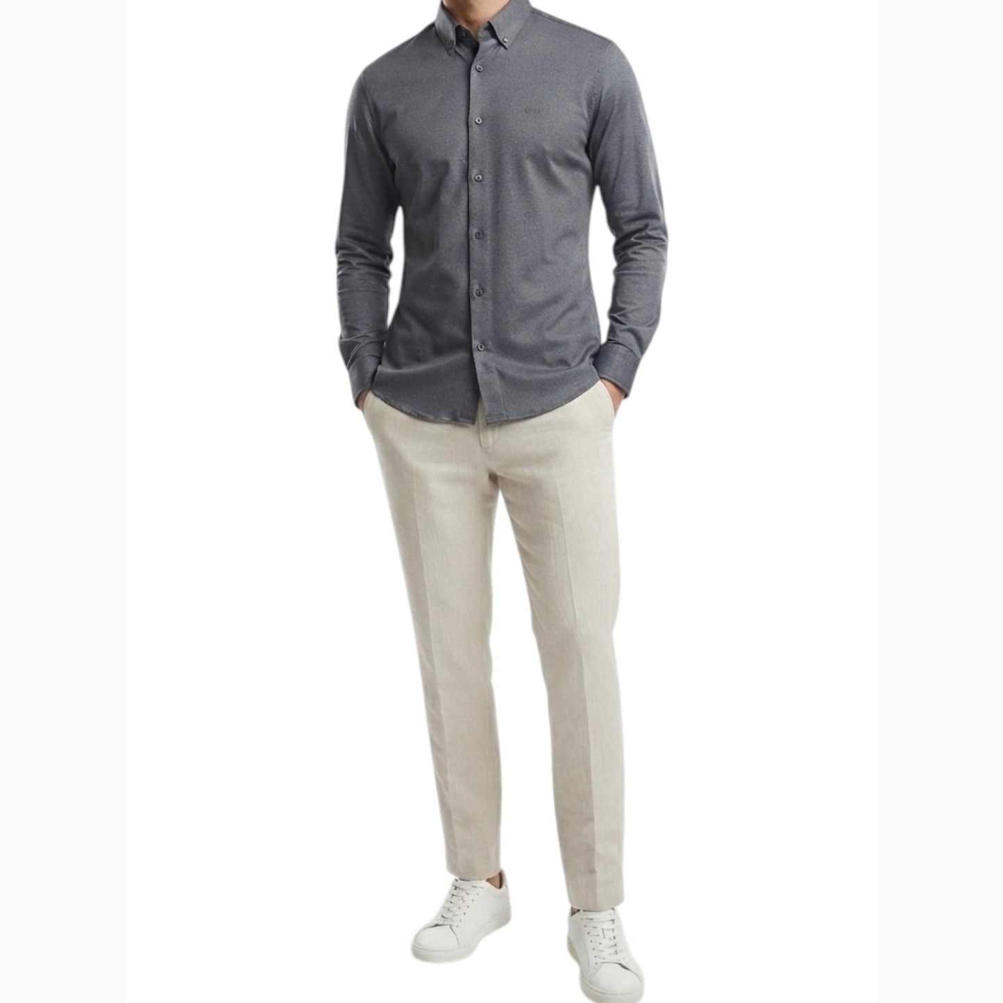 Men's Plain Dress-Shirt,Grey