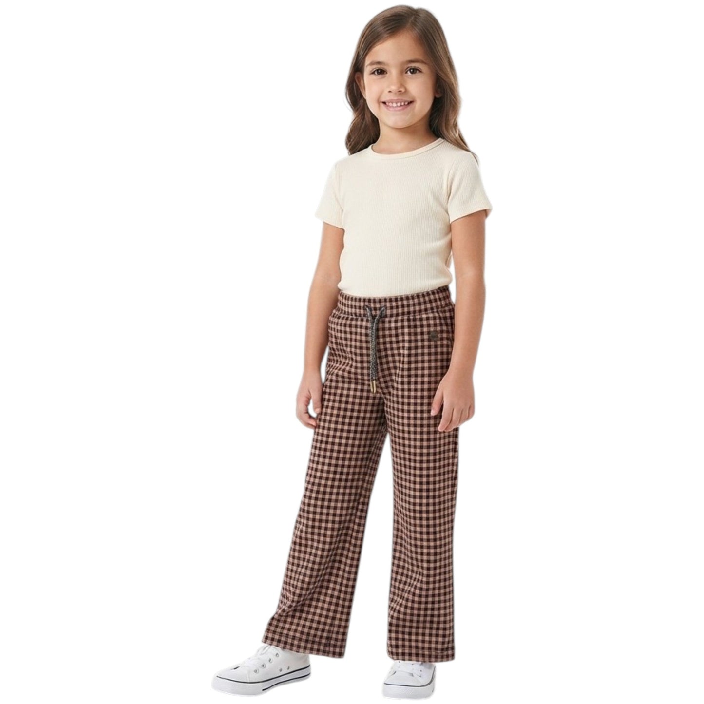 Kids Girl's Plaid Pants,Brown