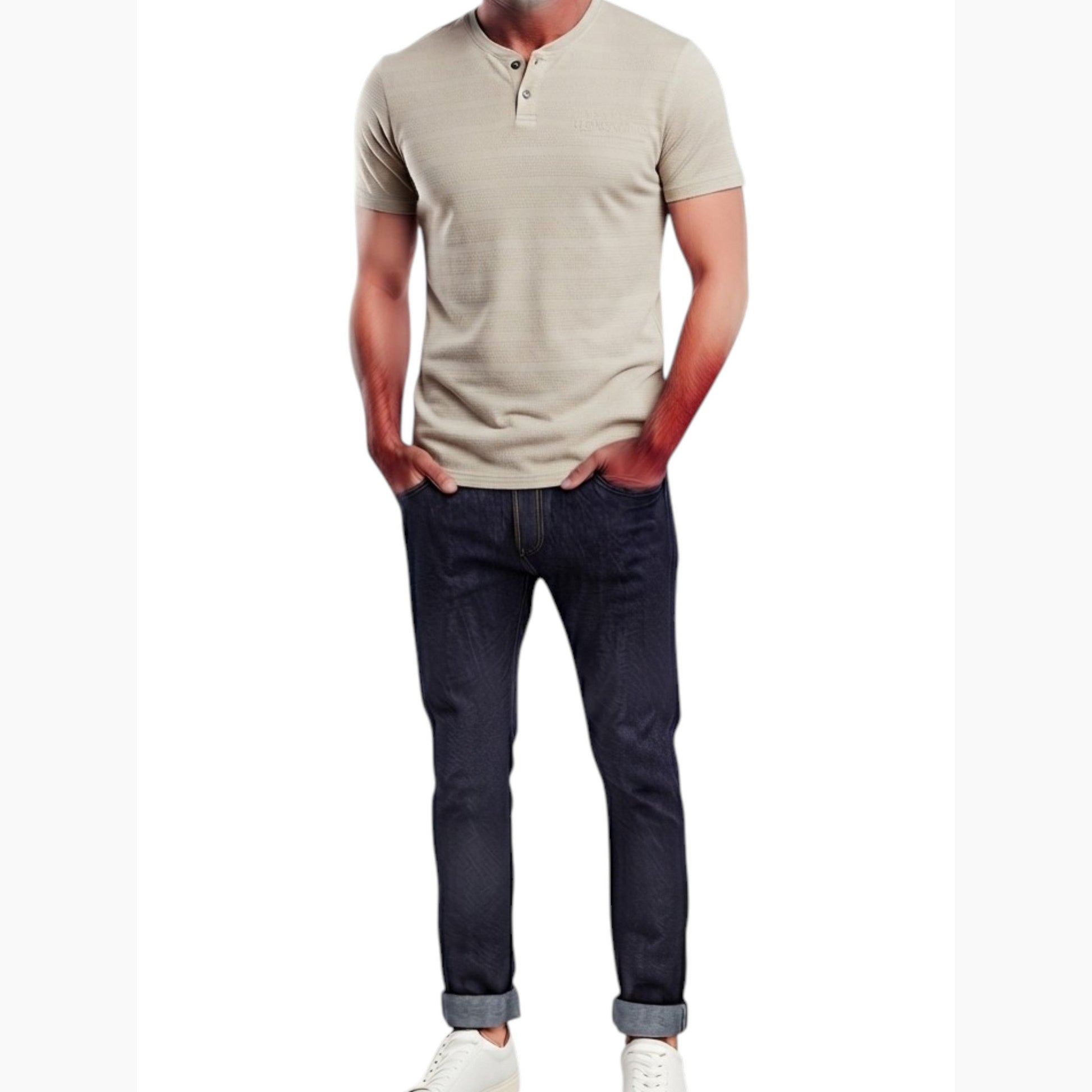 Men's Textured Top,Light Beige