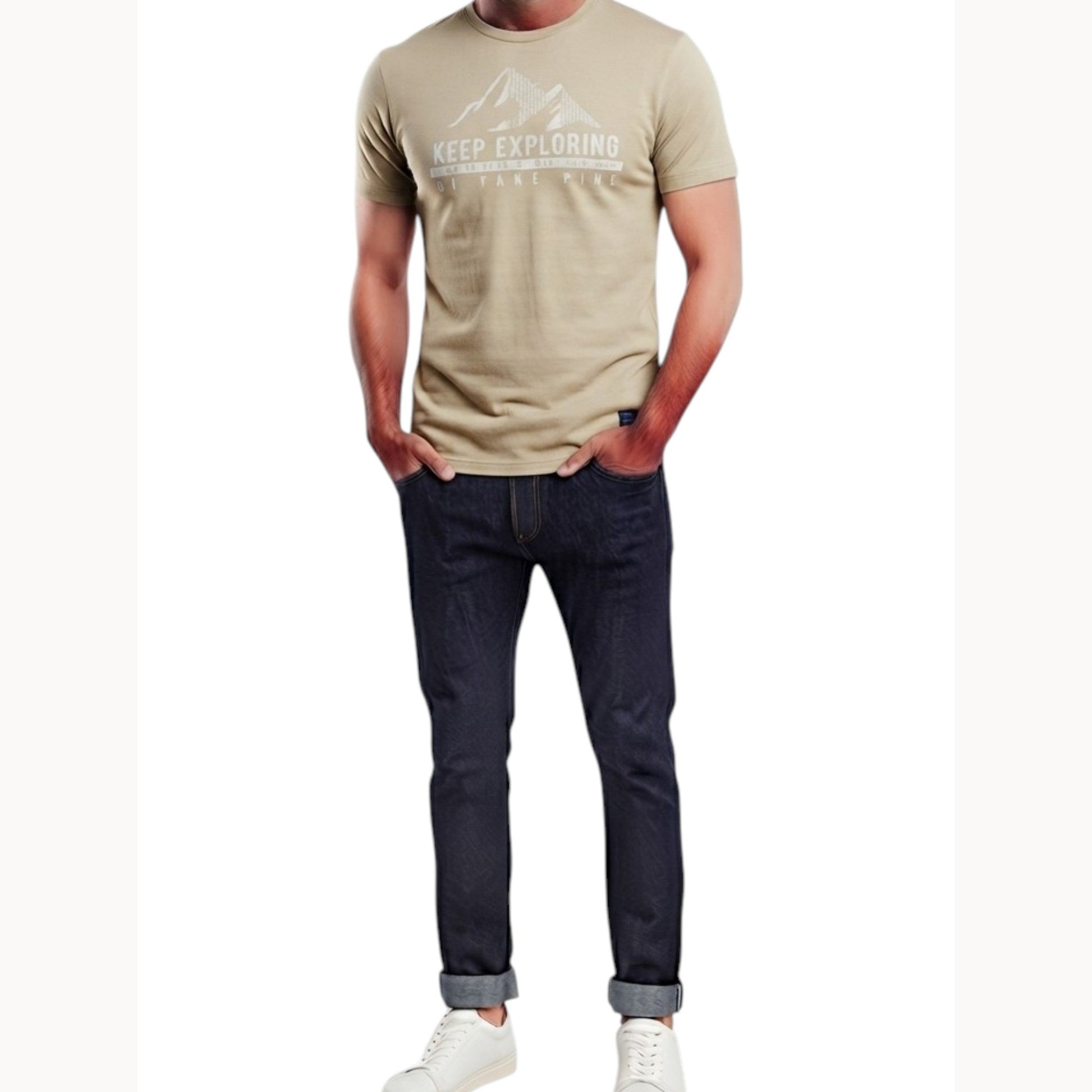 Men's Printed Top,Light Beige