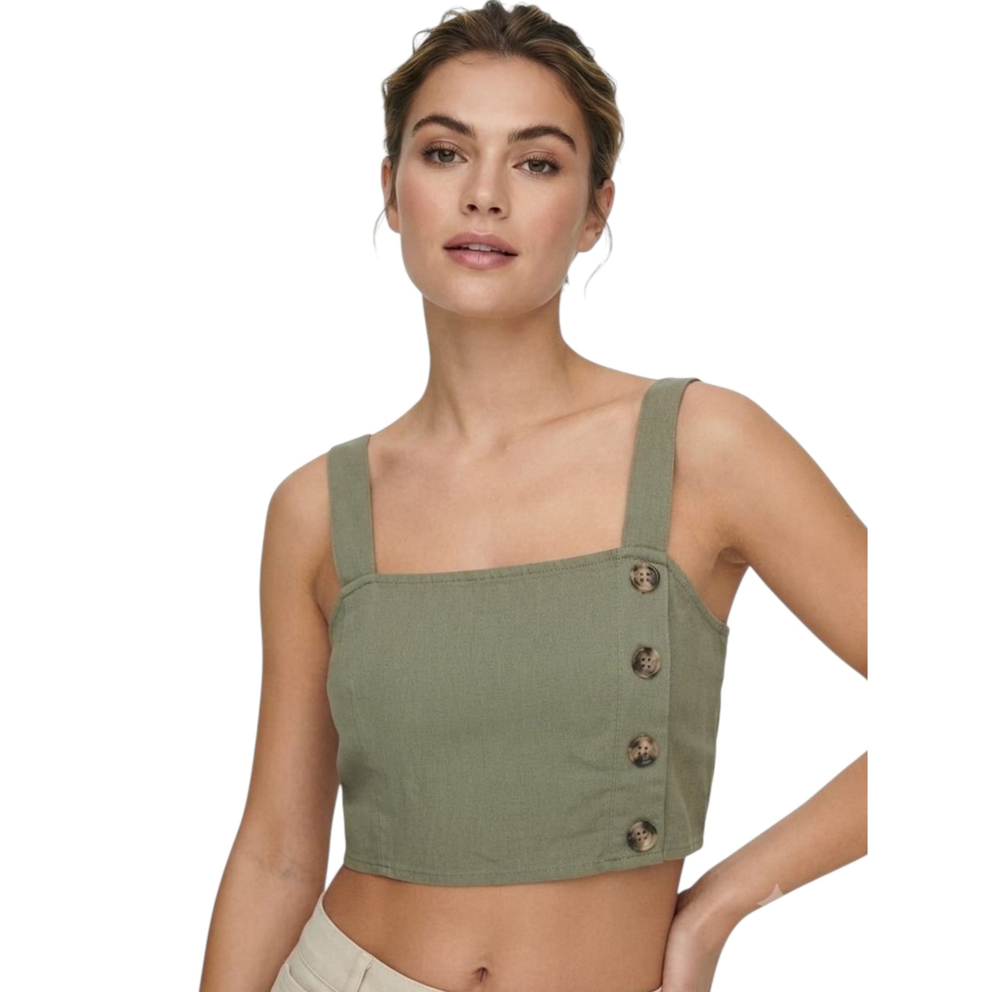 Women's Plain Crop Top,Olive