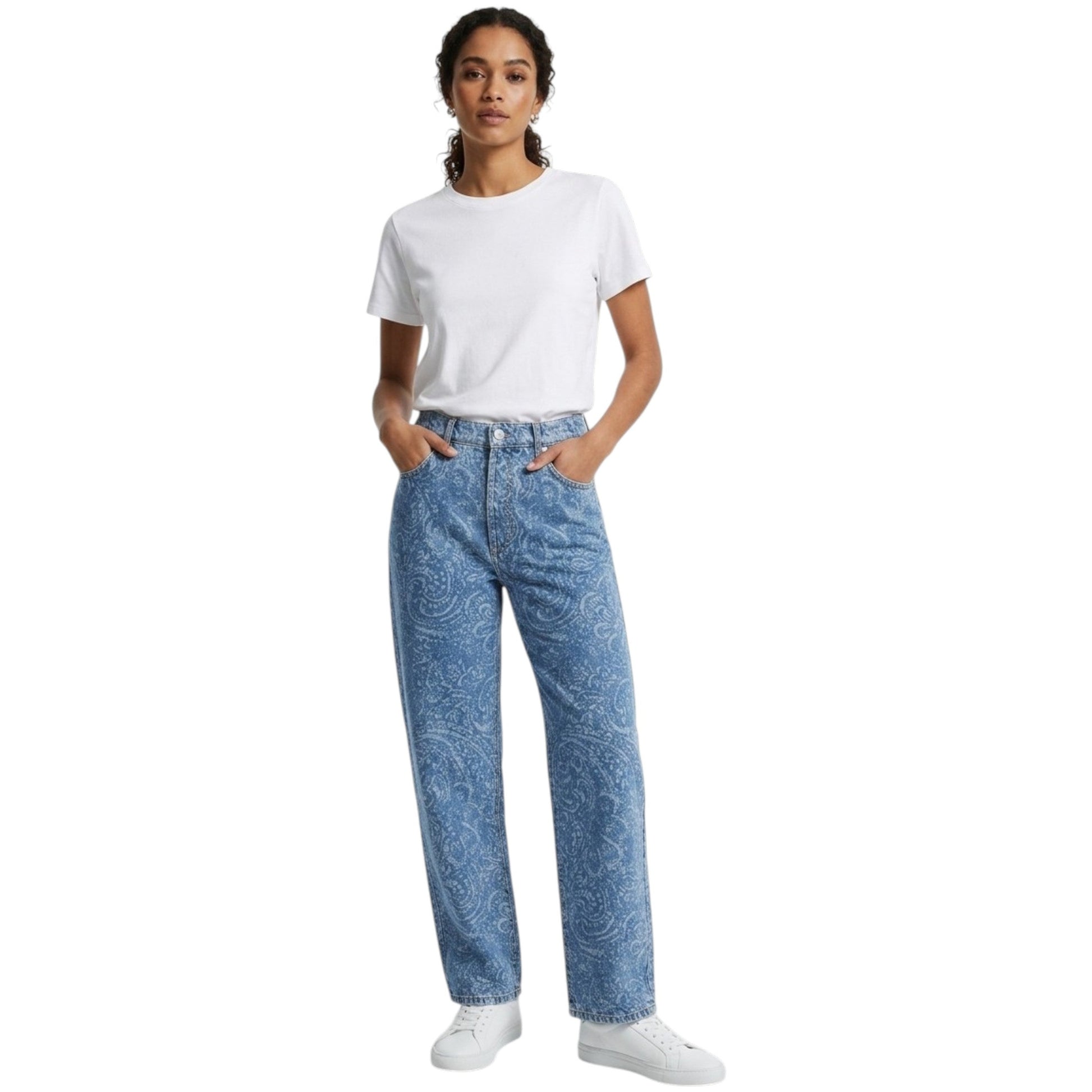 Women's Printed Jeans ,Blue