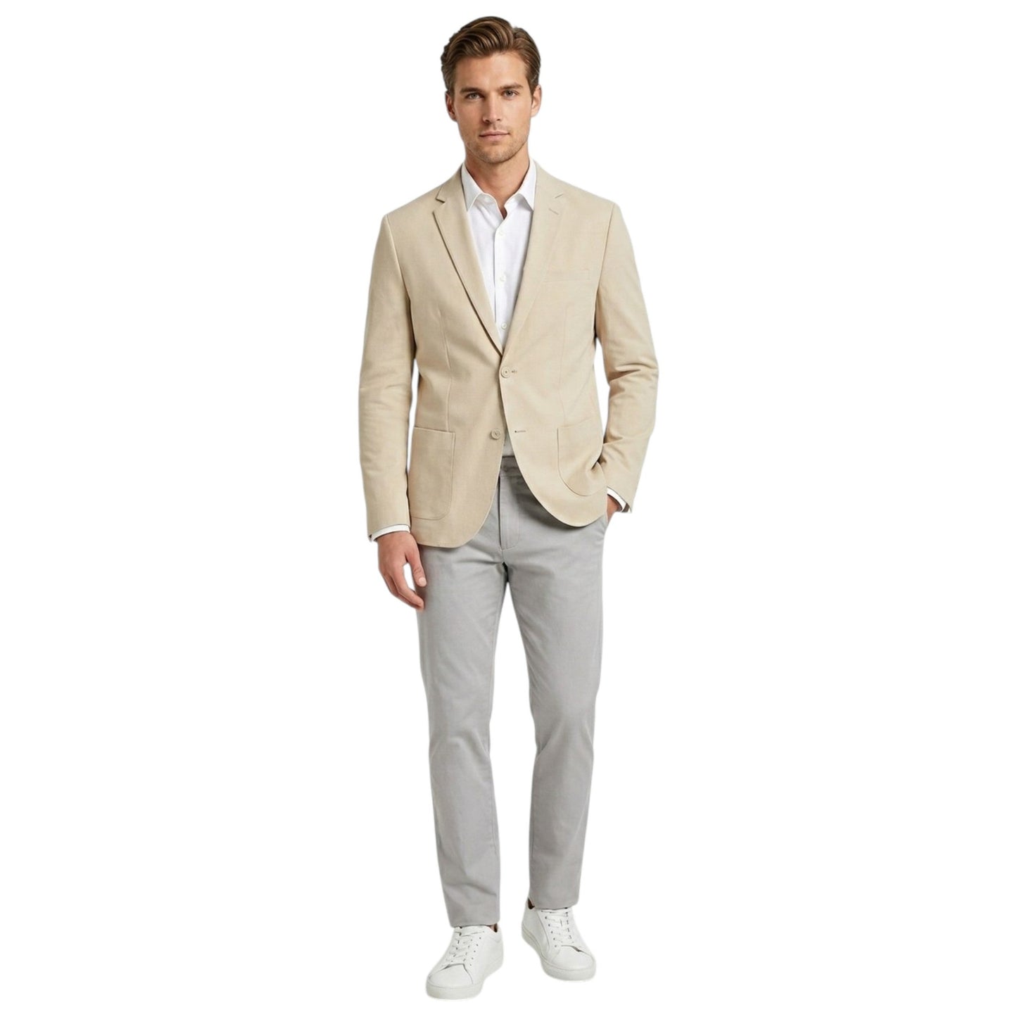Men's Plain Blazer,Light Beige