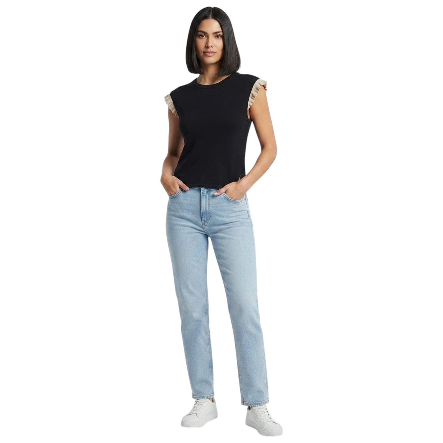 Women's Color Blocked Top, Black