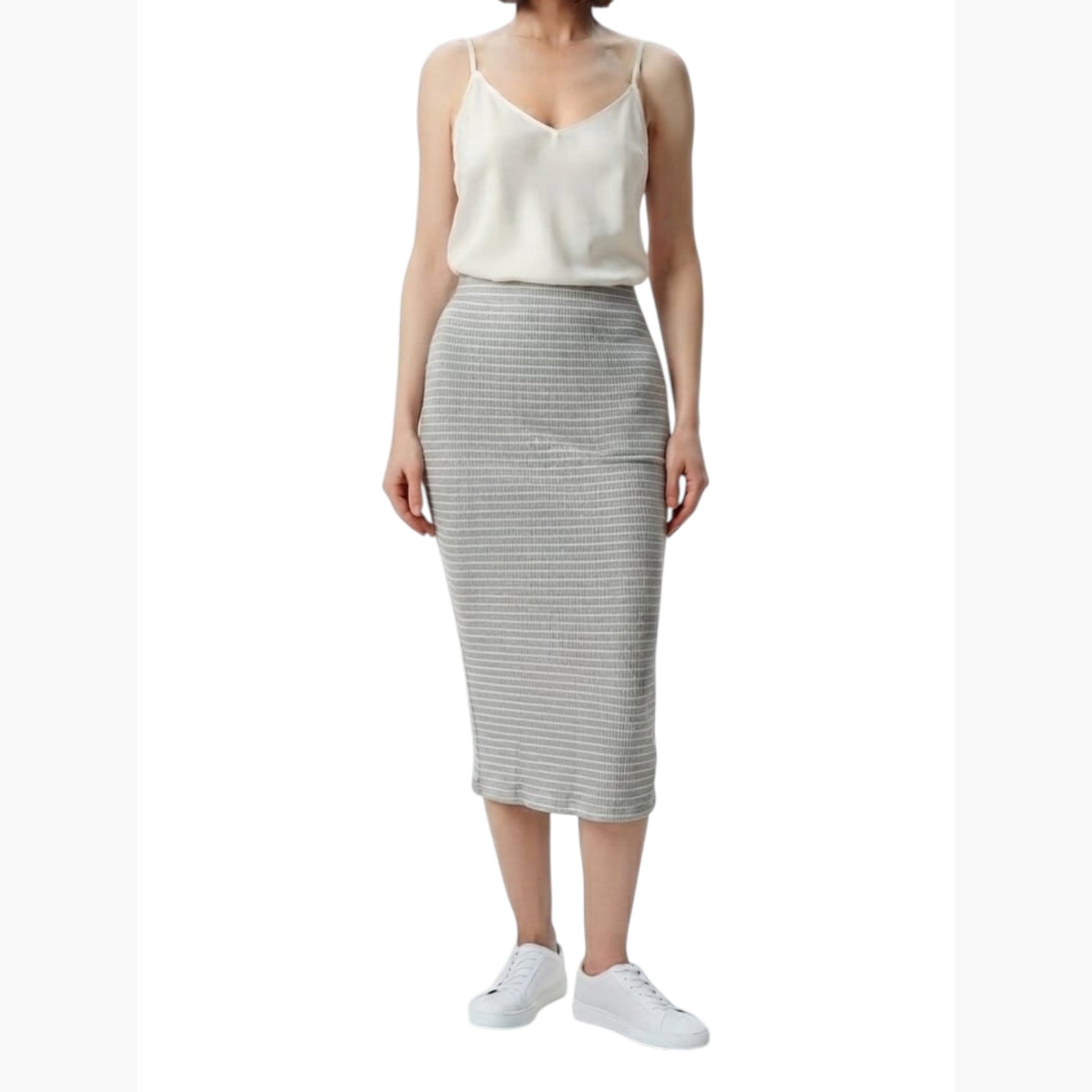 Women's Stripped Skirt,Grey