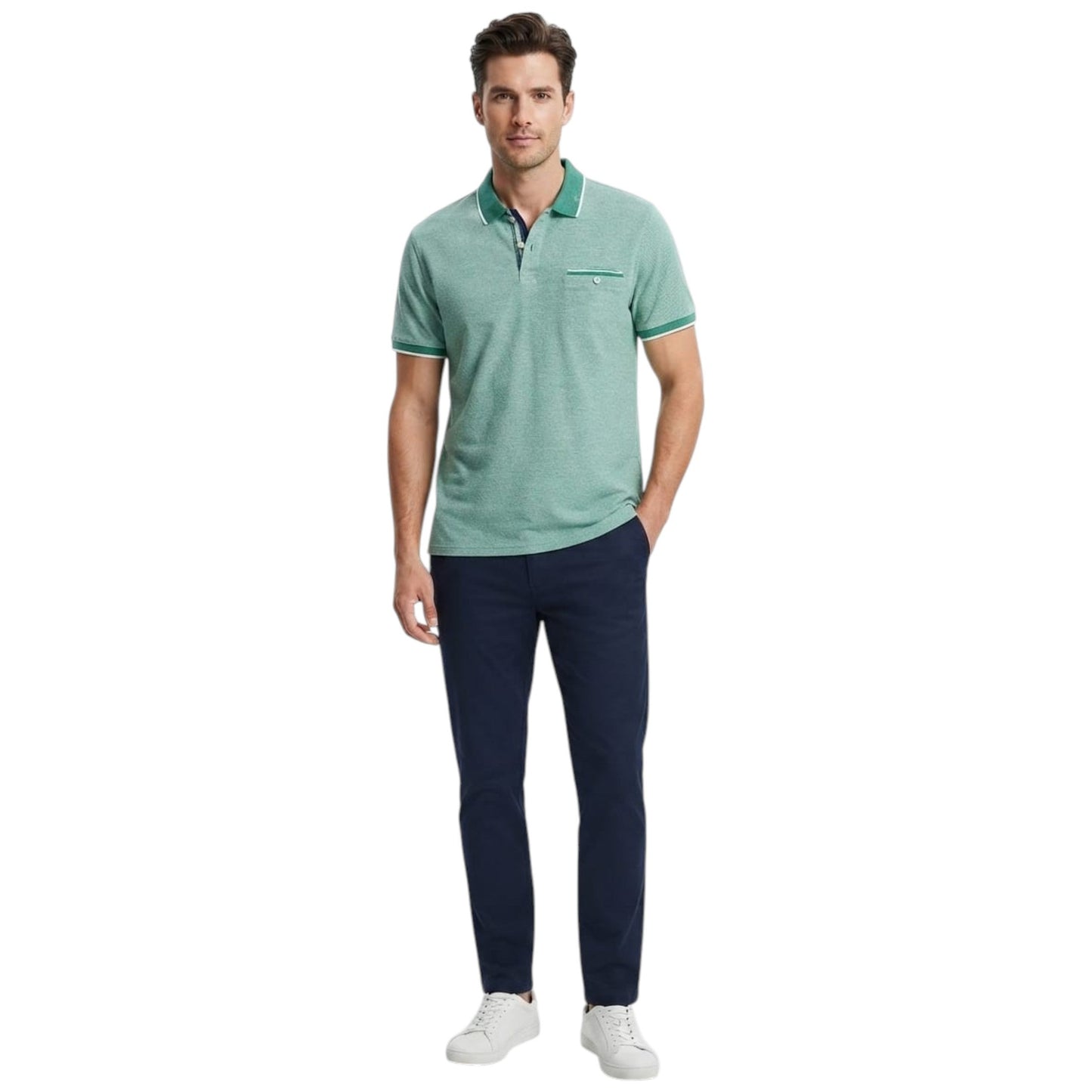Men's Textured Polo t- Shirt ,Green