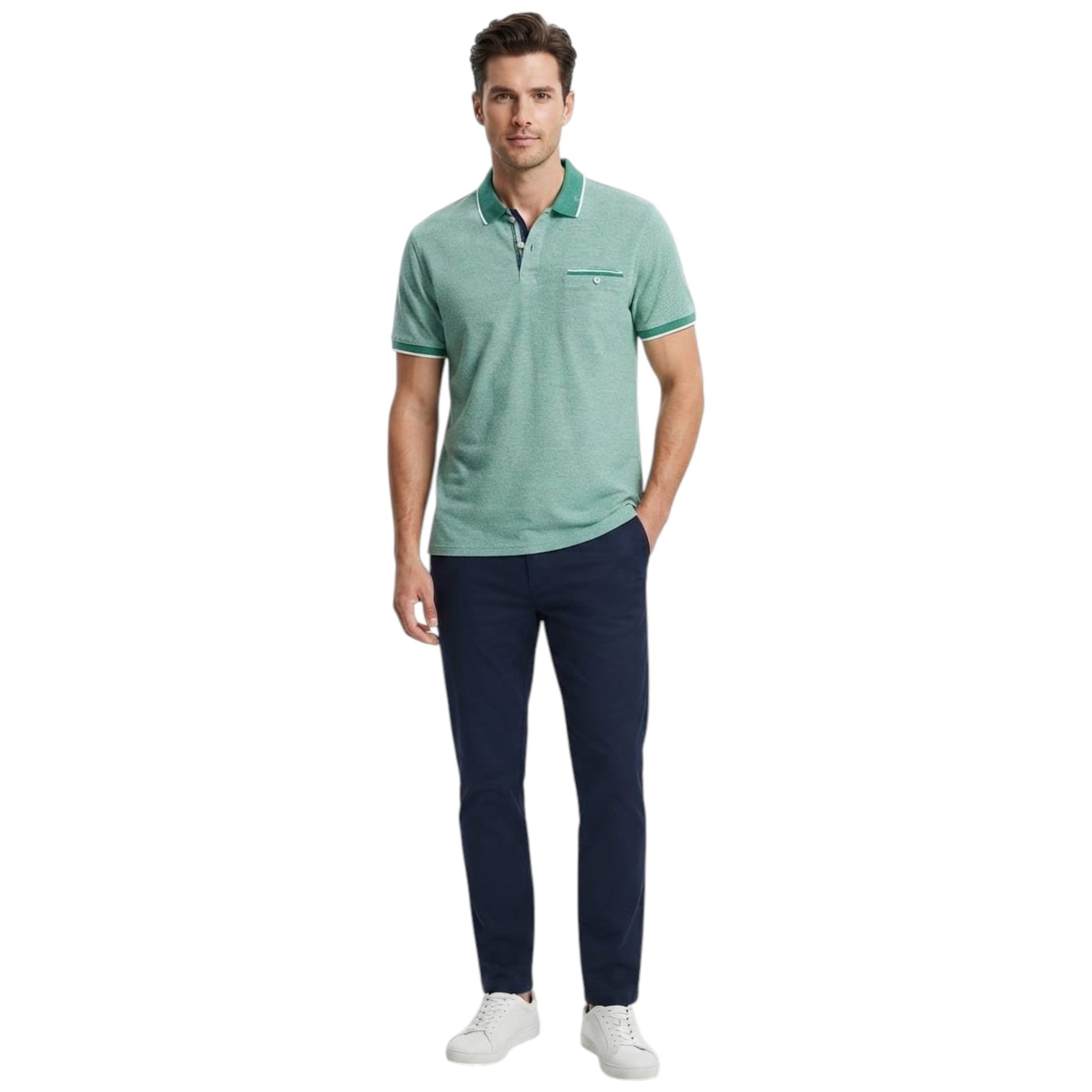 Men's Textured Polo t- Shirt ,Green