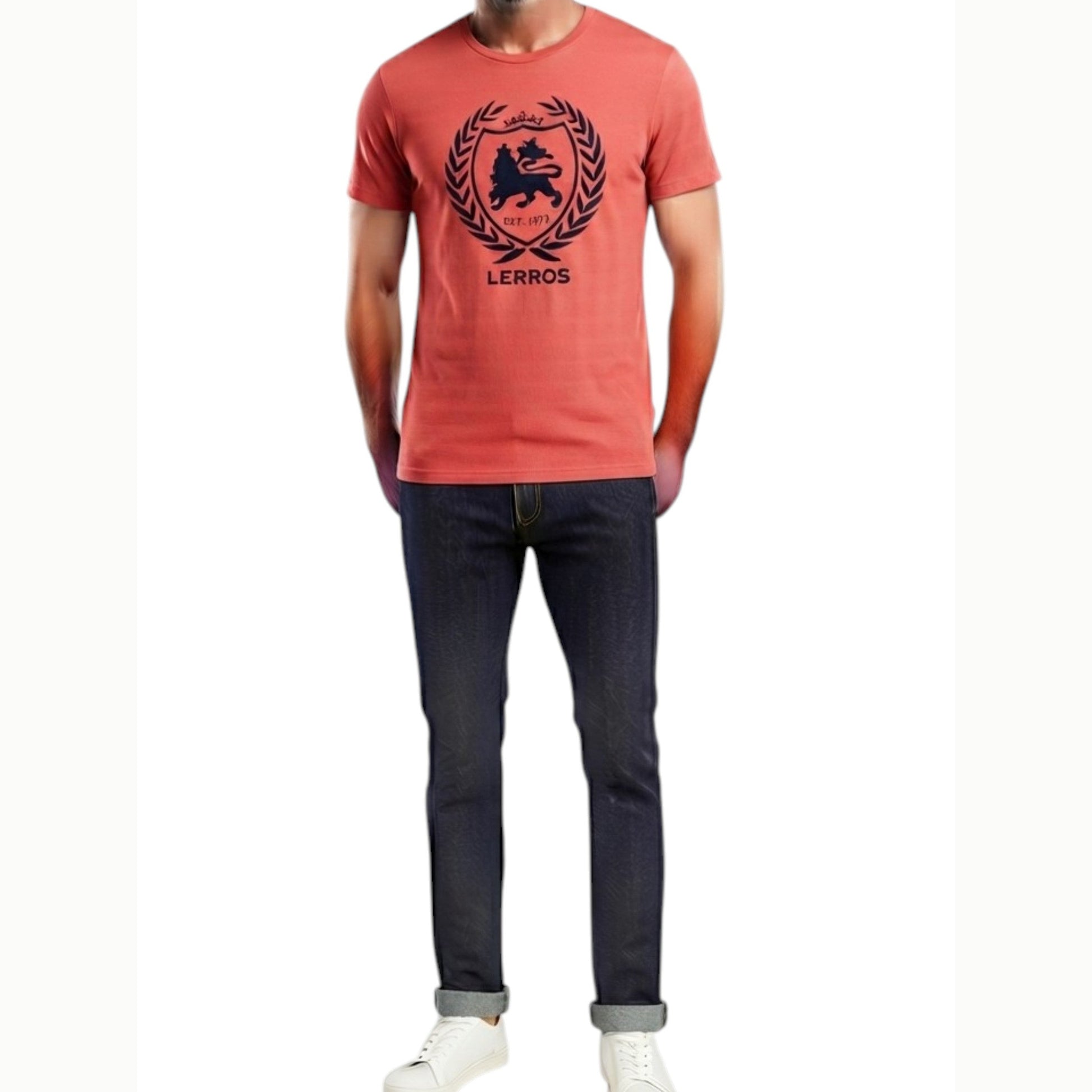 Men's Printed Top,Dusty Orange