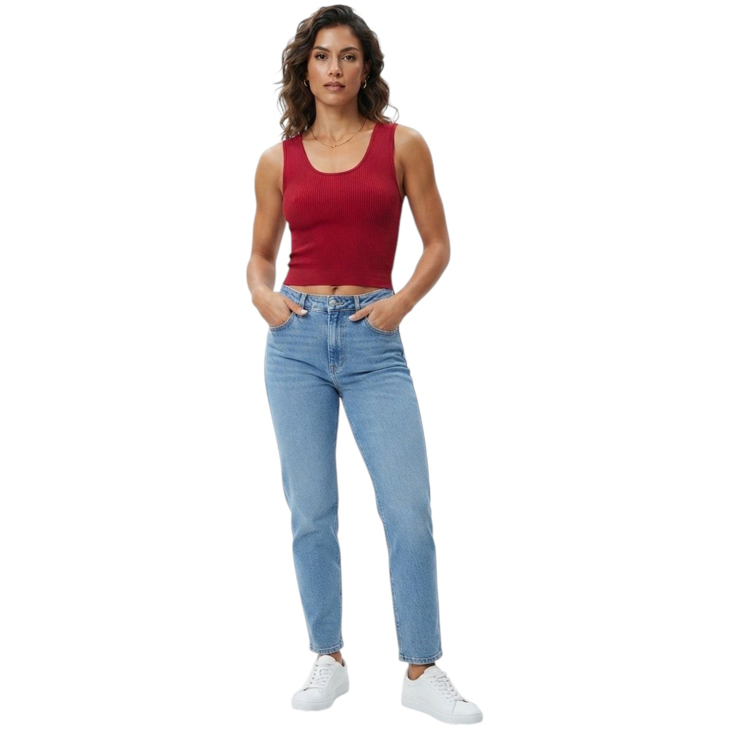 Women's Ribbed Top,Burgandy