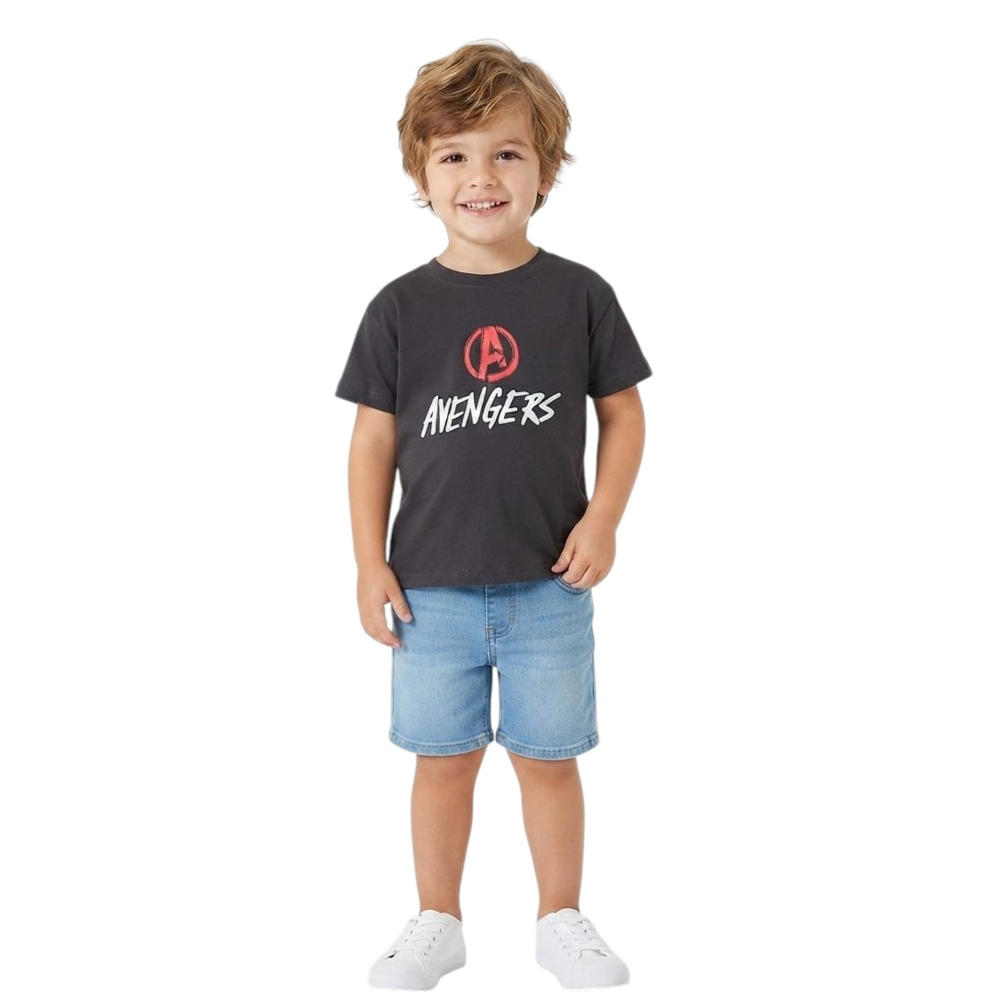 Kids Boy's Printed Top ,Dark Grey