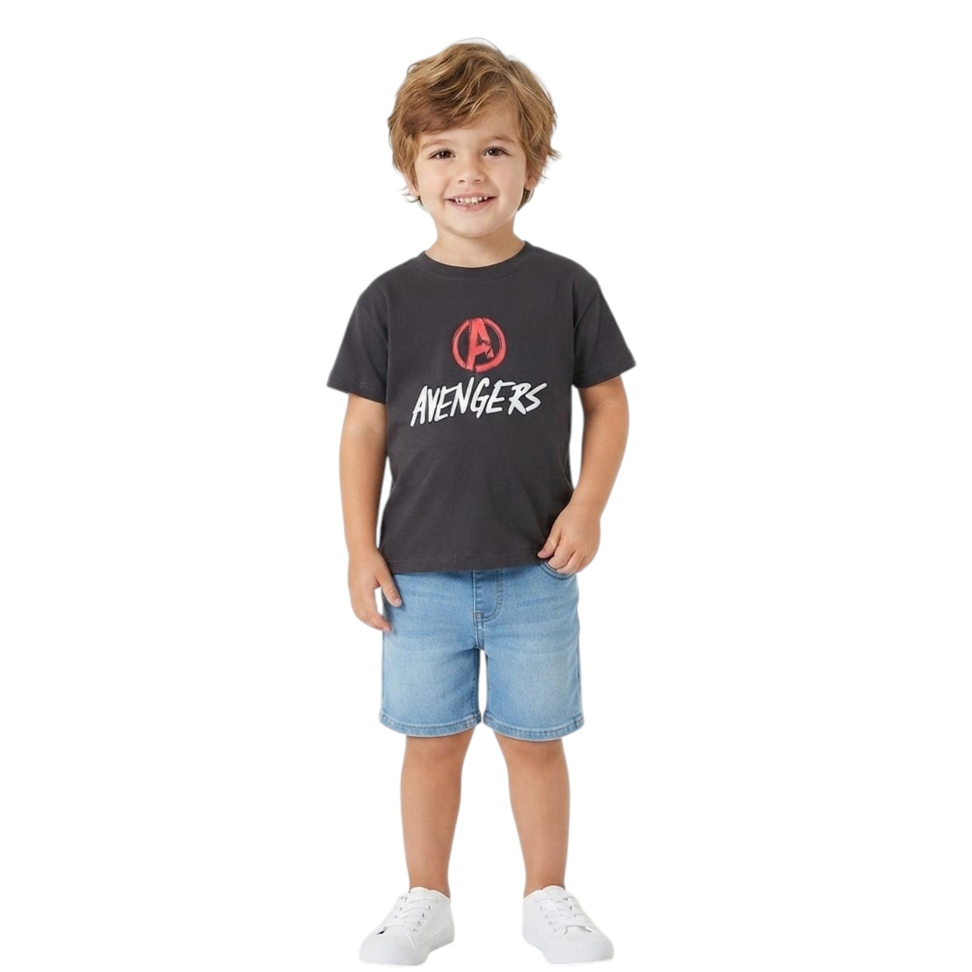 Kids Boy's Printed Top ,Dark Grey