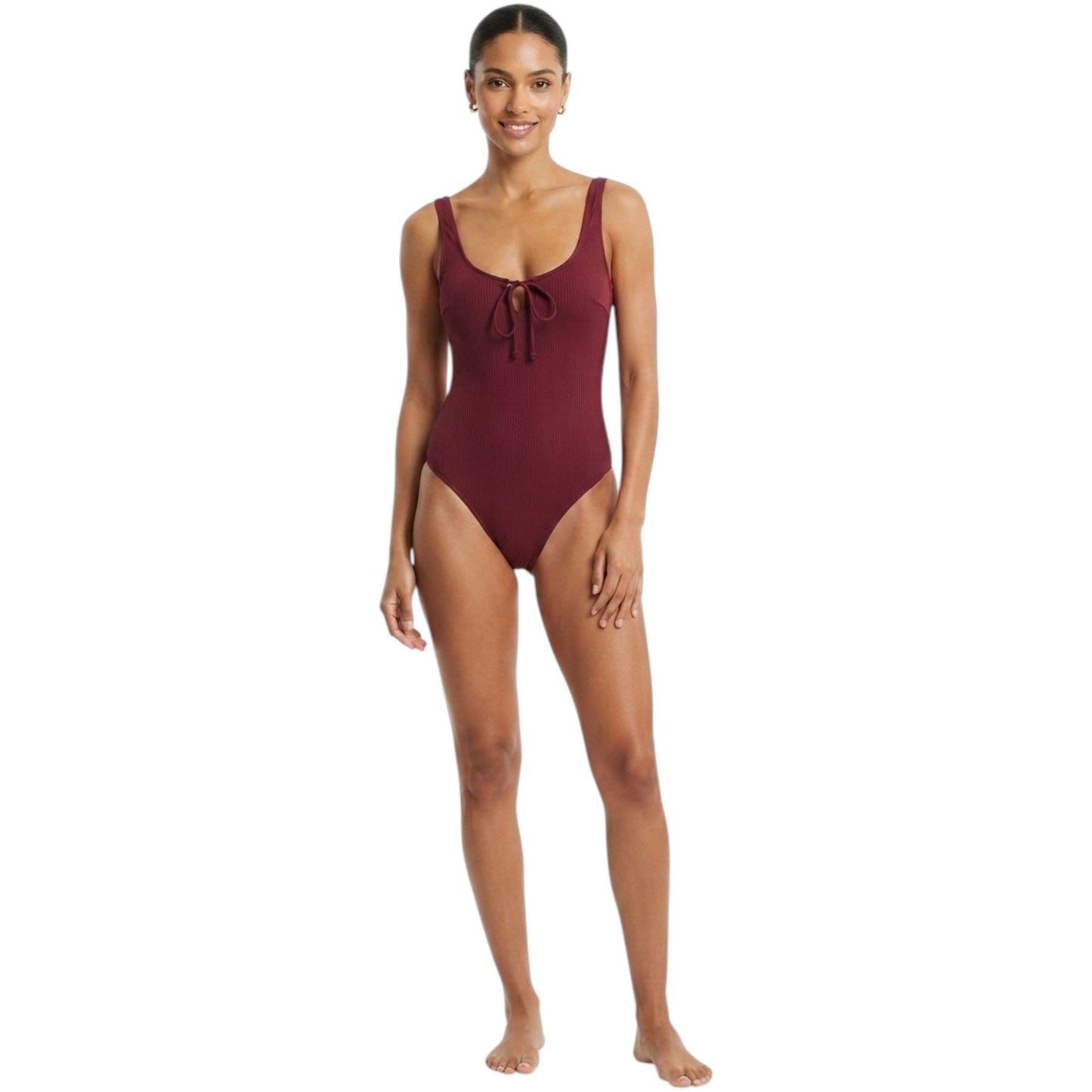 Women's Ribbed One Pieces Swimsuit,Burgandy