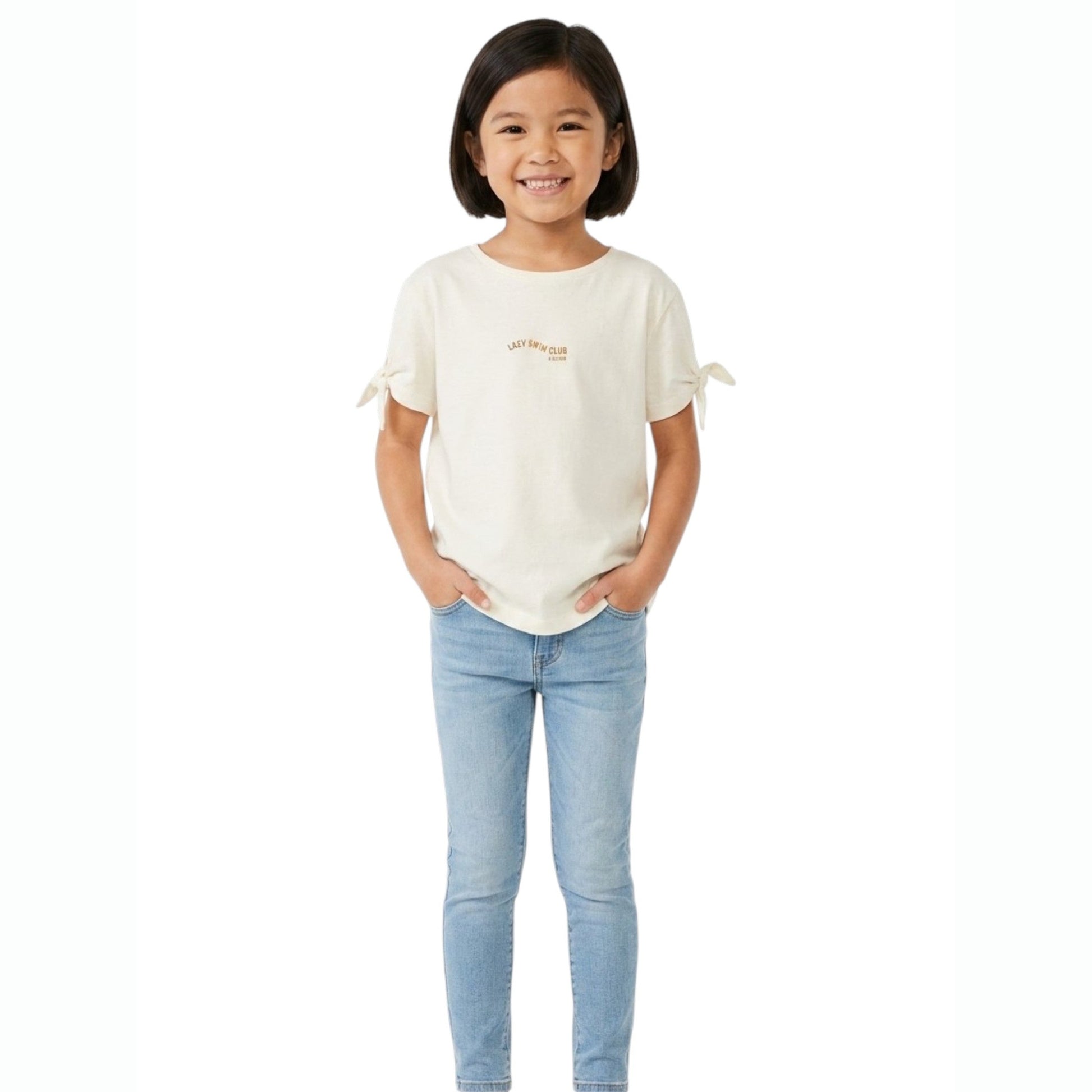 Kids Girl's Printed Top ,White