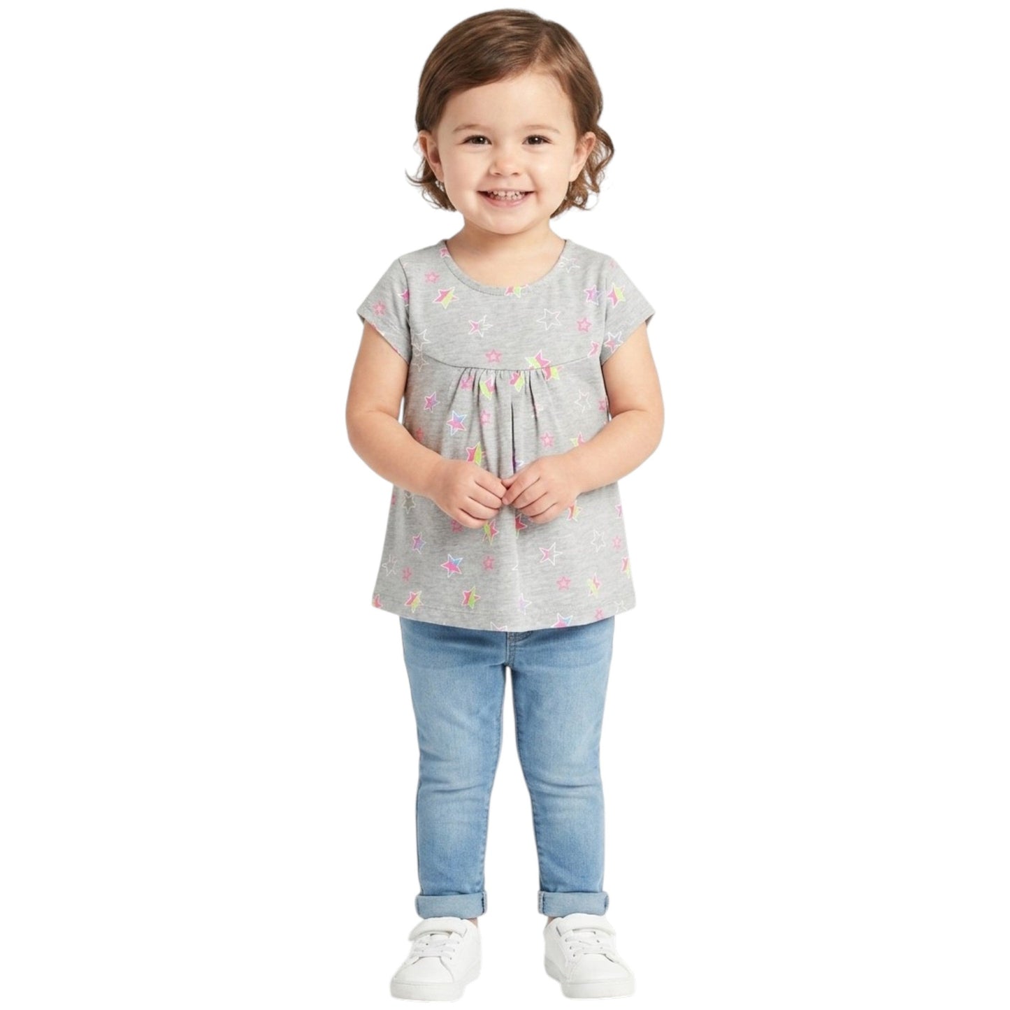 Kids Girl's Printed Top,Grey