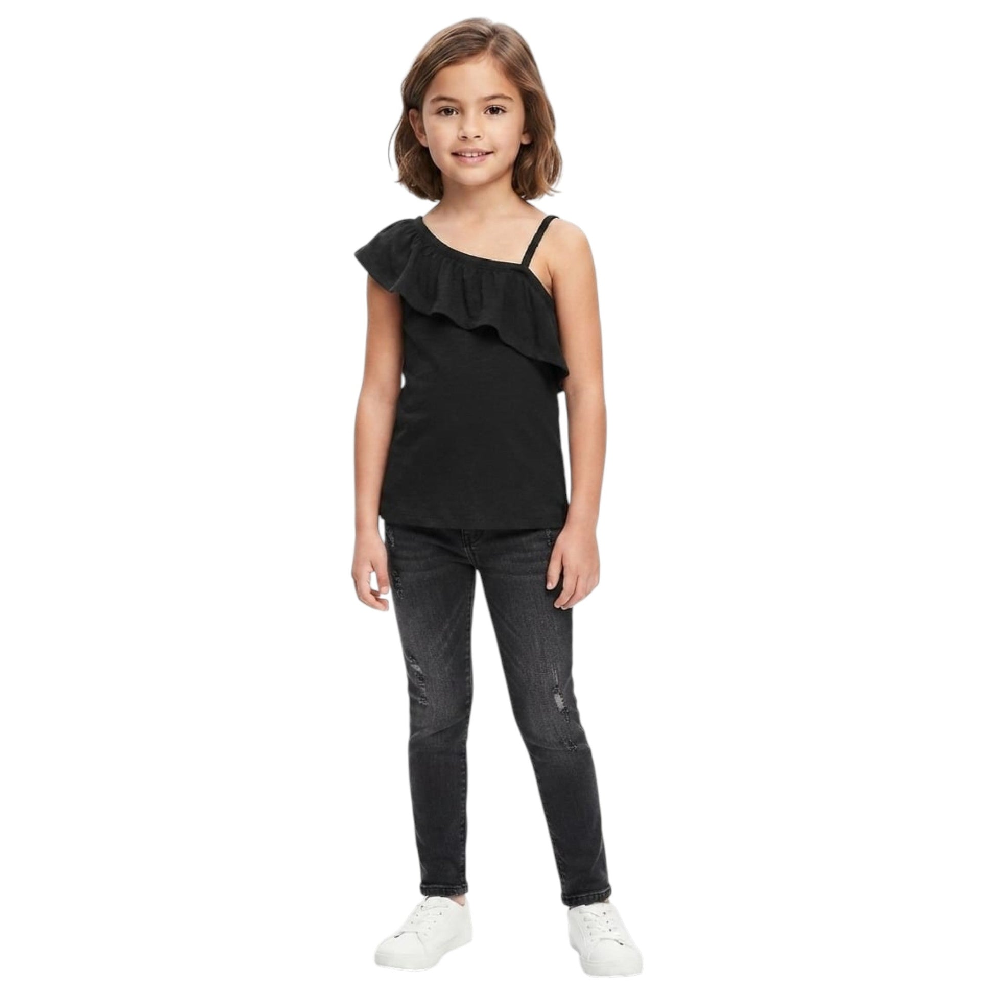 Kids Girl's Plain Solid Top,Black