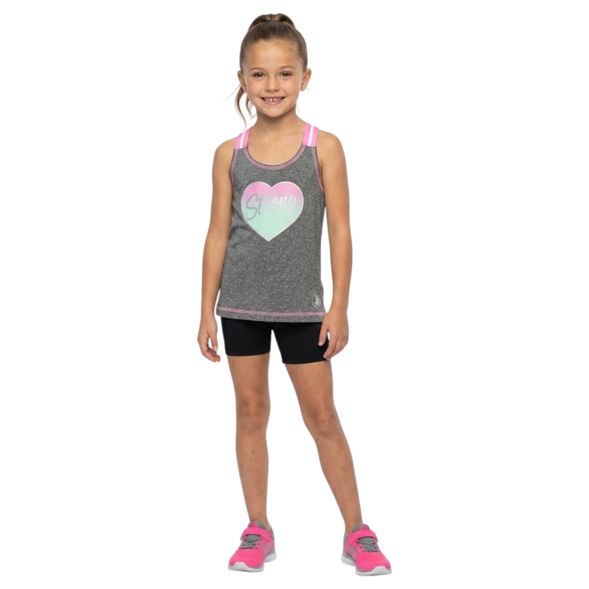 Kids Girl's Printed Sport Top,Dark Grey