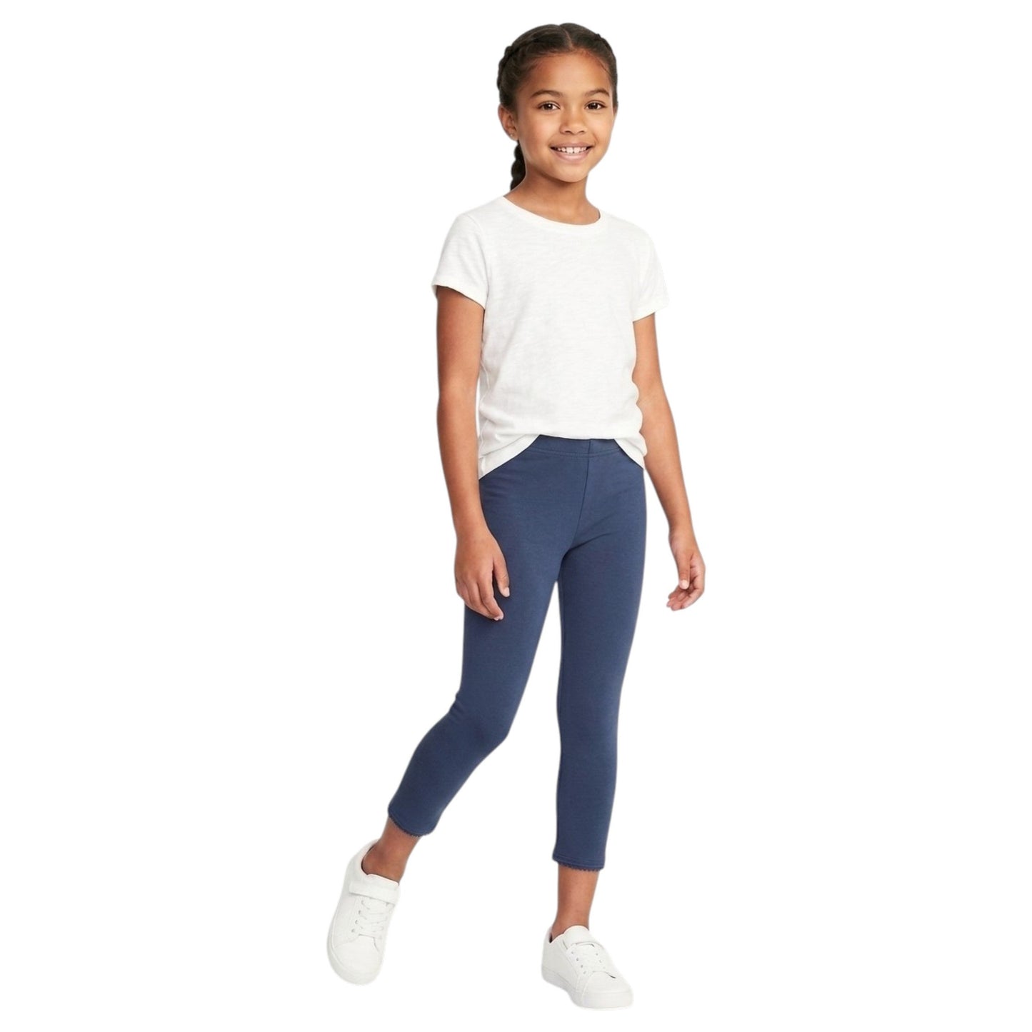 Kids Girl's Plain Solid Legging,Navy