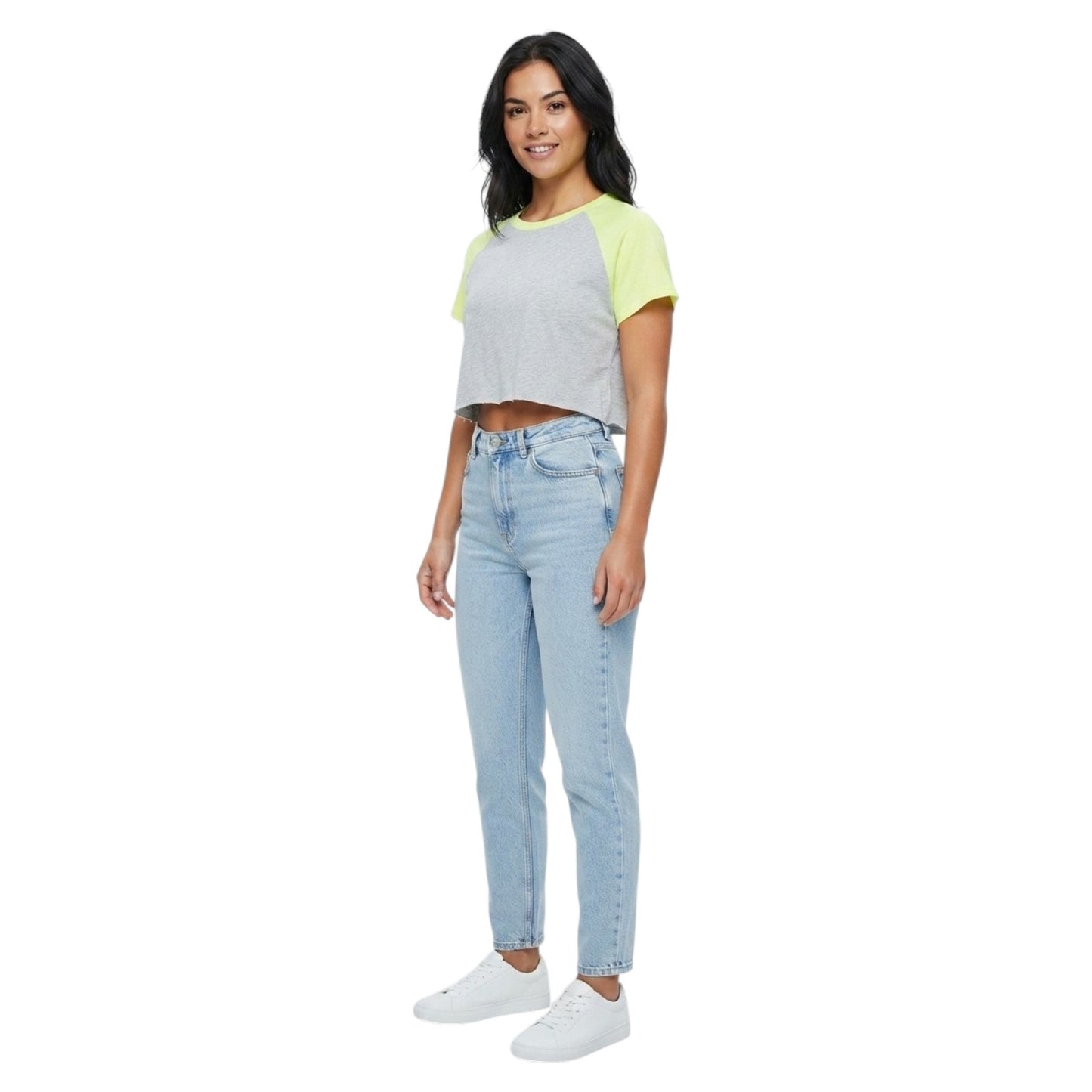 Women's Colorblocked Top,Grey/Light Green