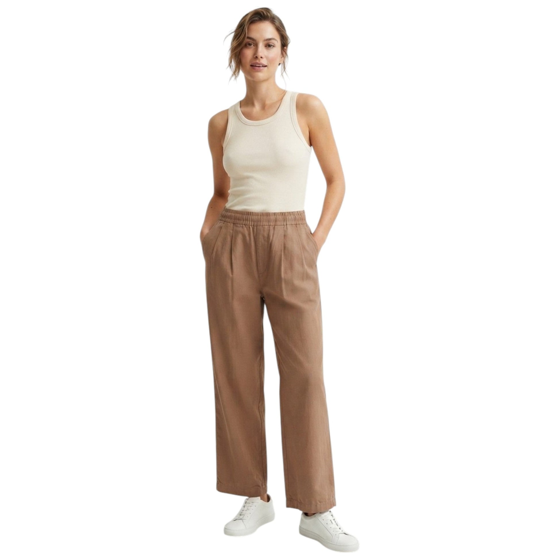 Women's Plain Pants,Brown