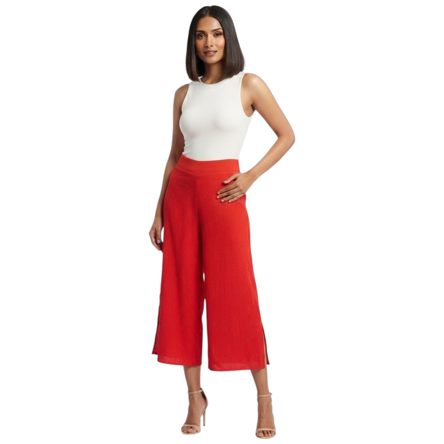 Women's Textured Pants,Red