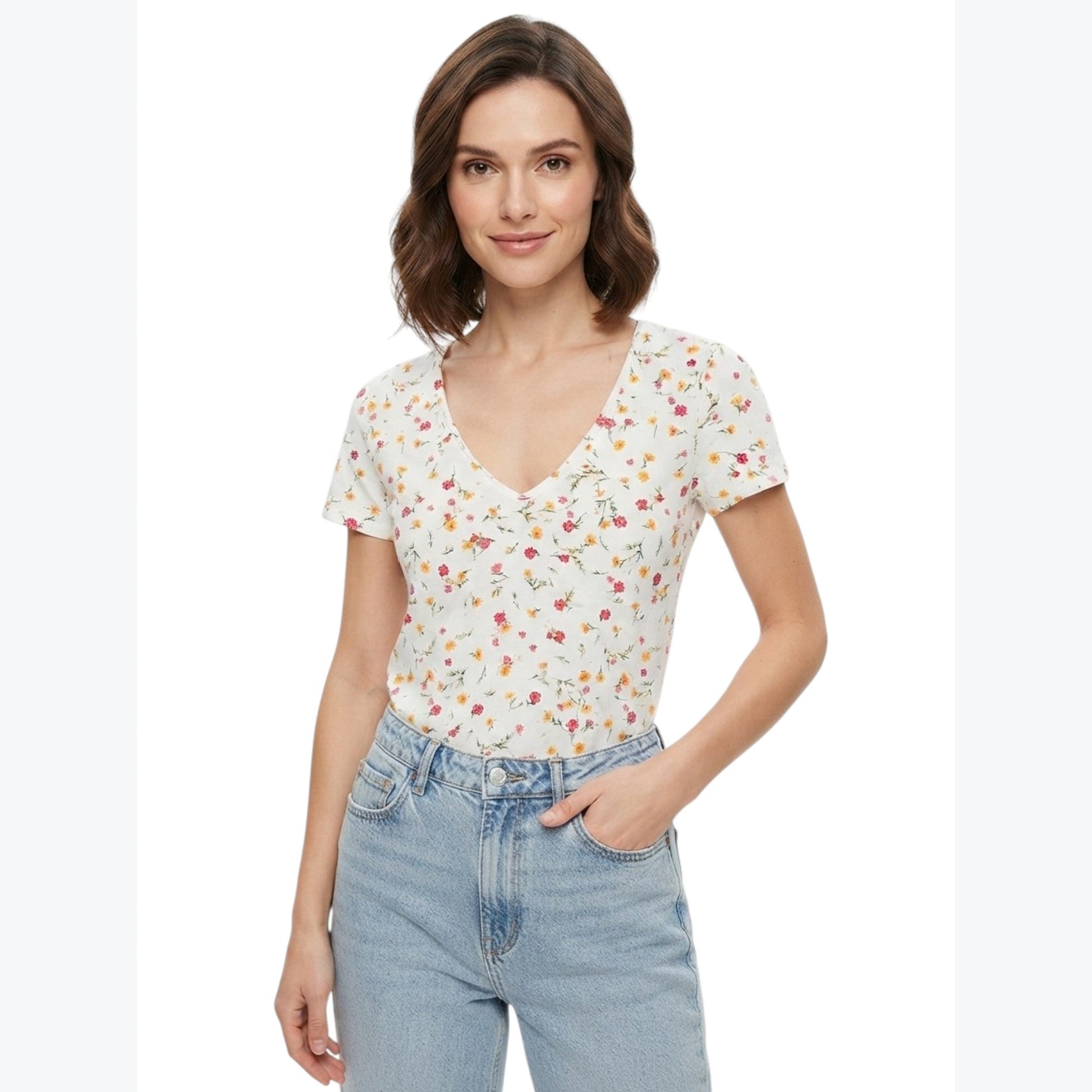 Women's Floral Printed Top,White