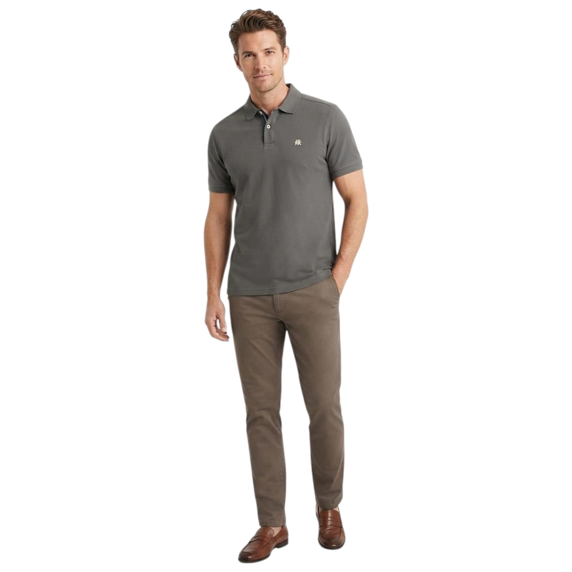 Men's Textured Polo Top,Grey