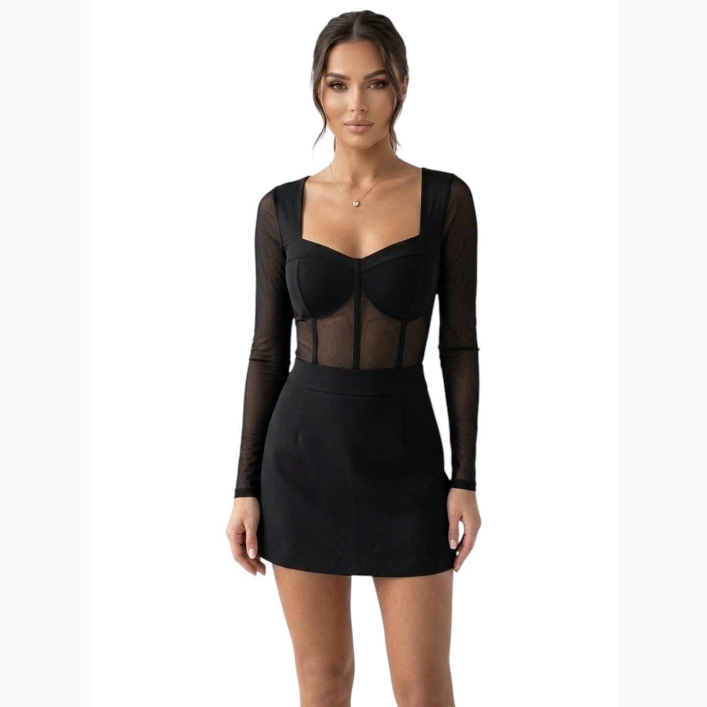 Women's Mesh BodySuit,Black