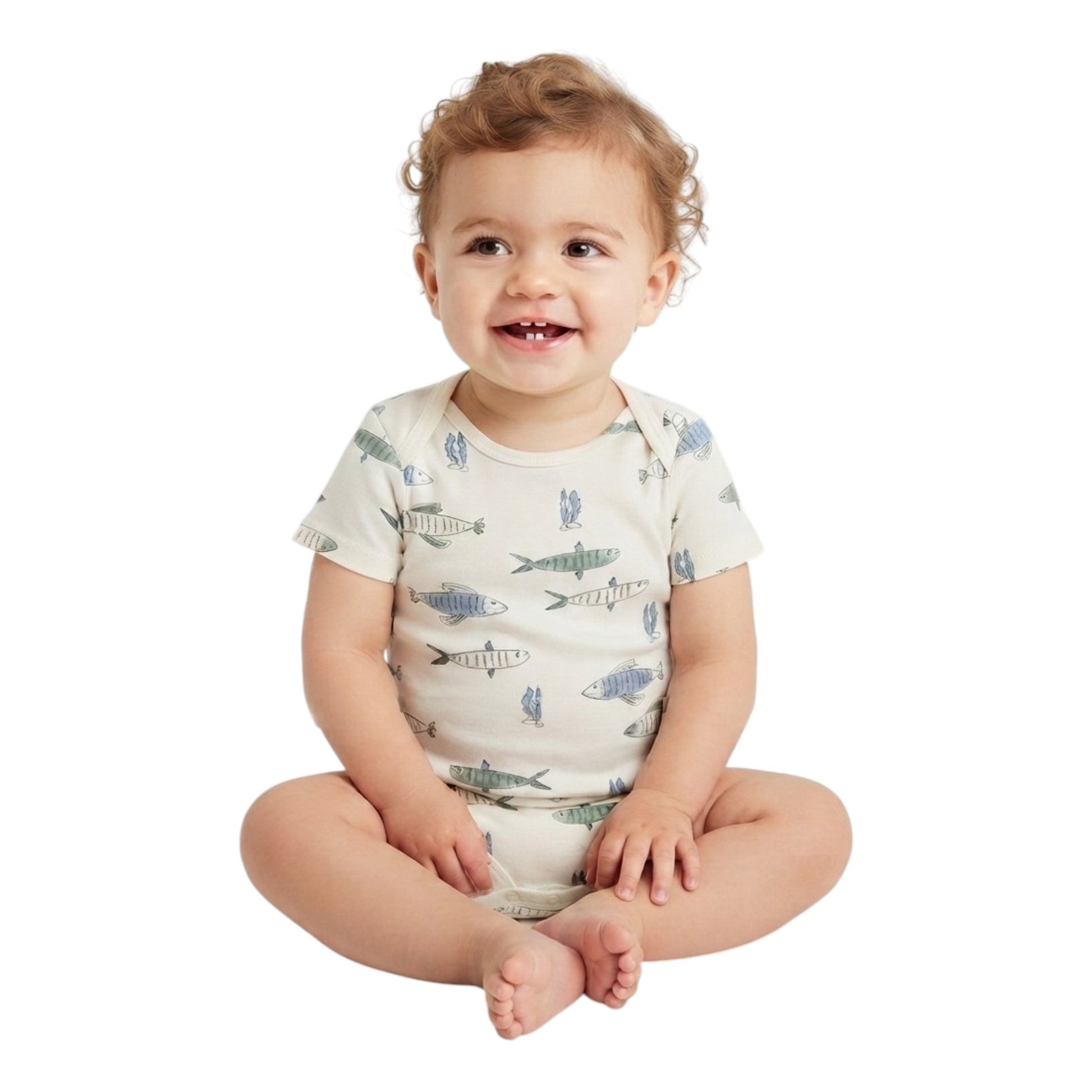 Kids Boy's Printed Bodysuit,Off White