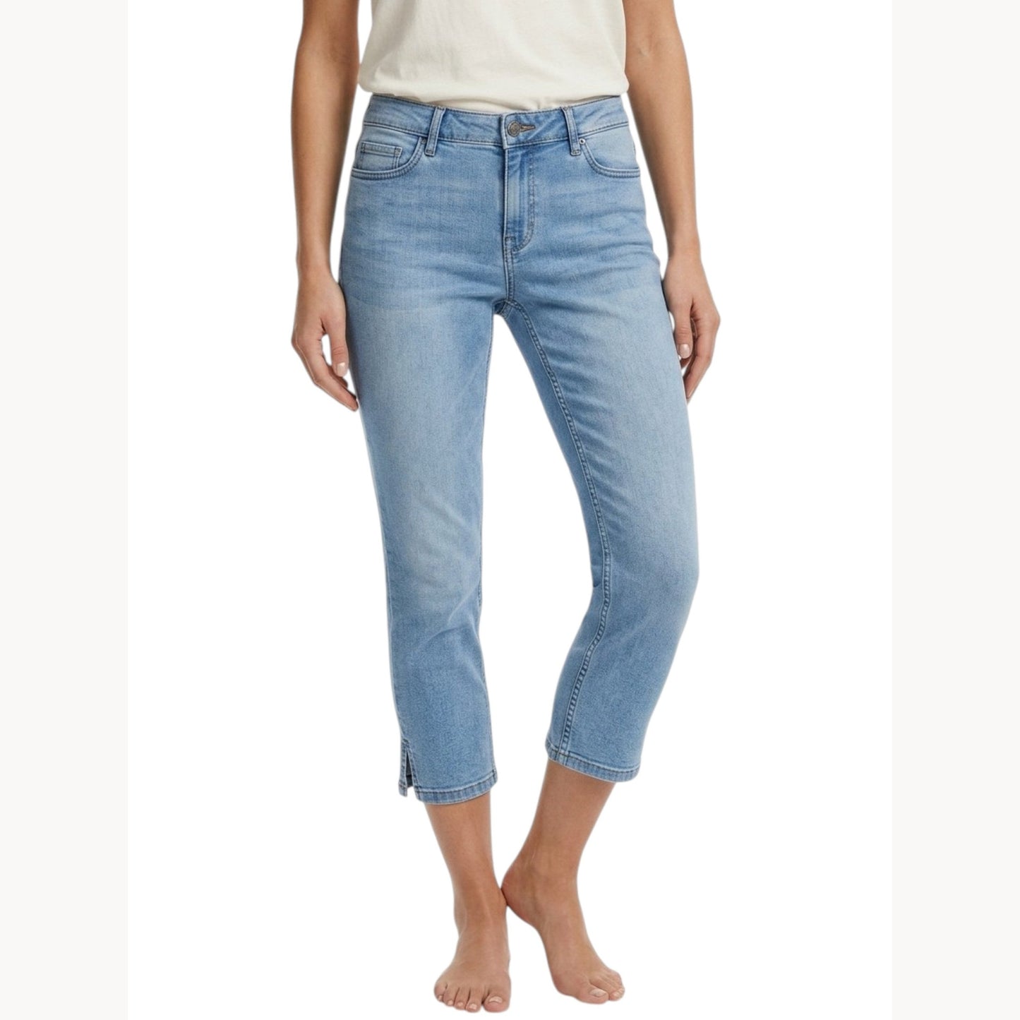 Women's Plain Solid Capri Jeans,Light Blue