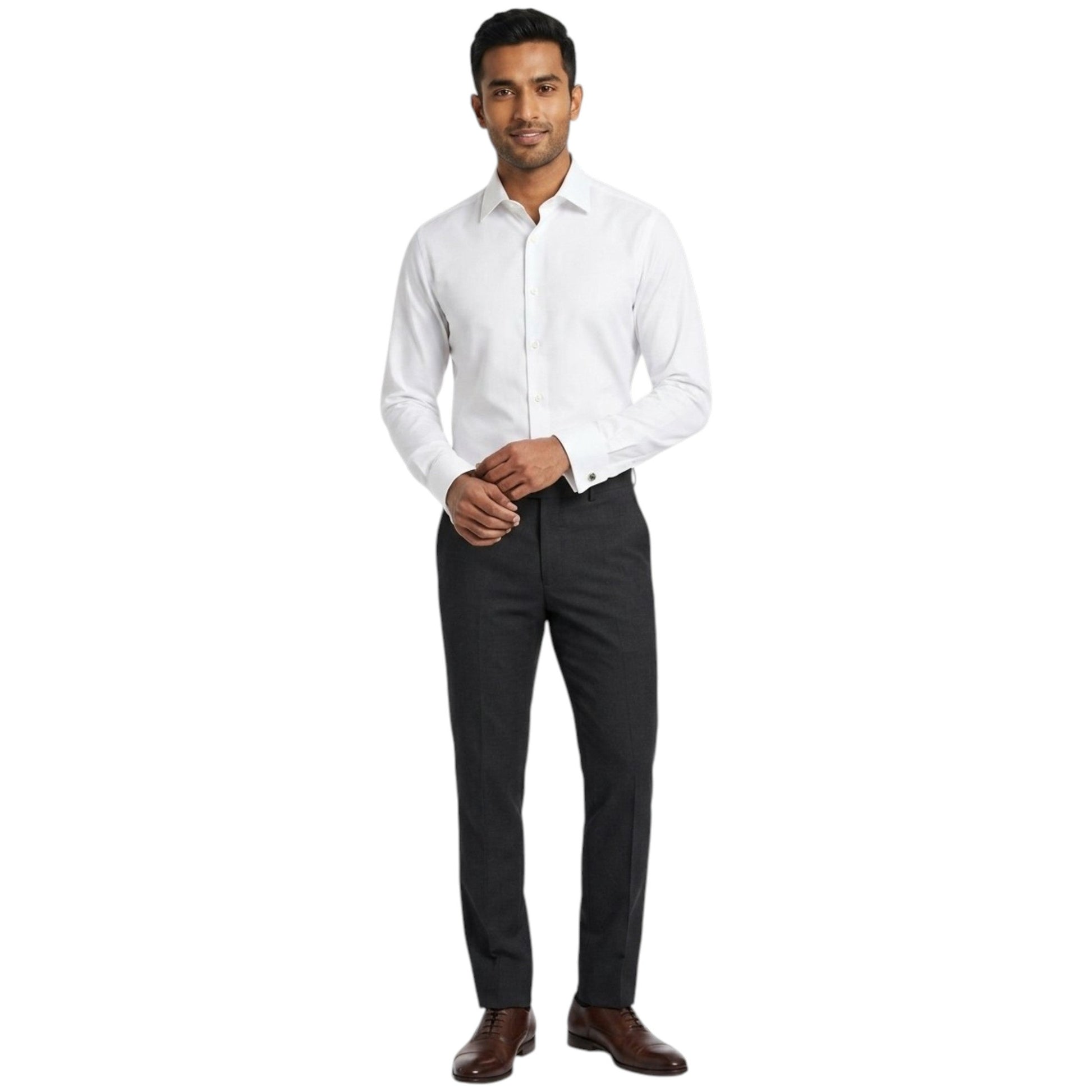 Men's Plain Solid Dress Shirt,White