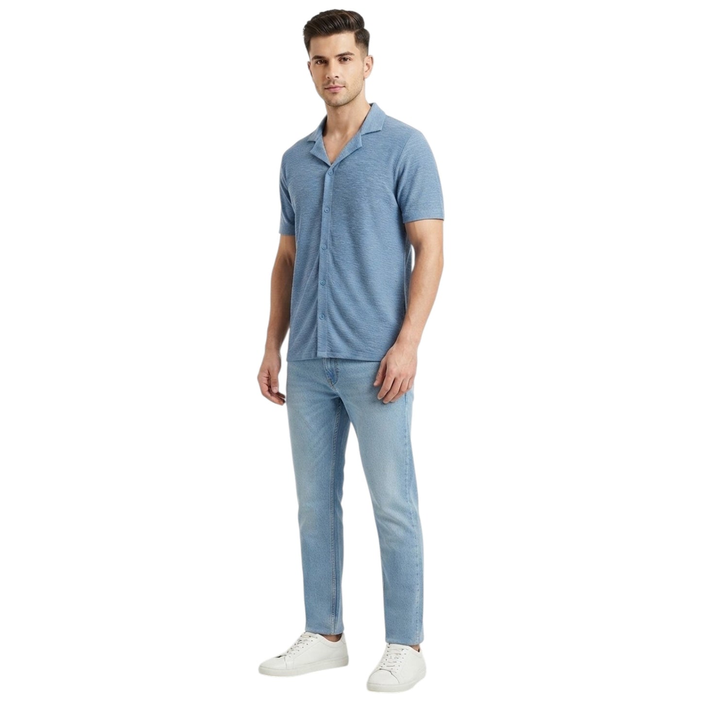 Men's Textured Dress Shirt,Dusty Blue