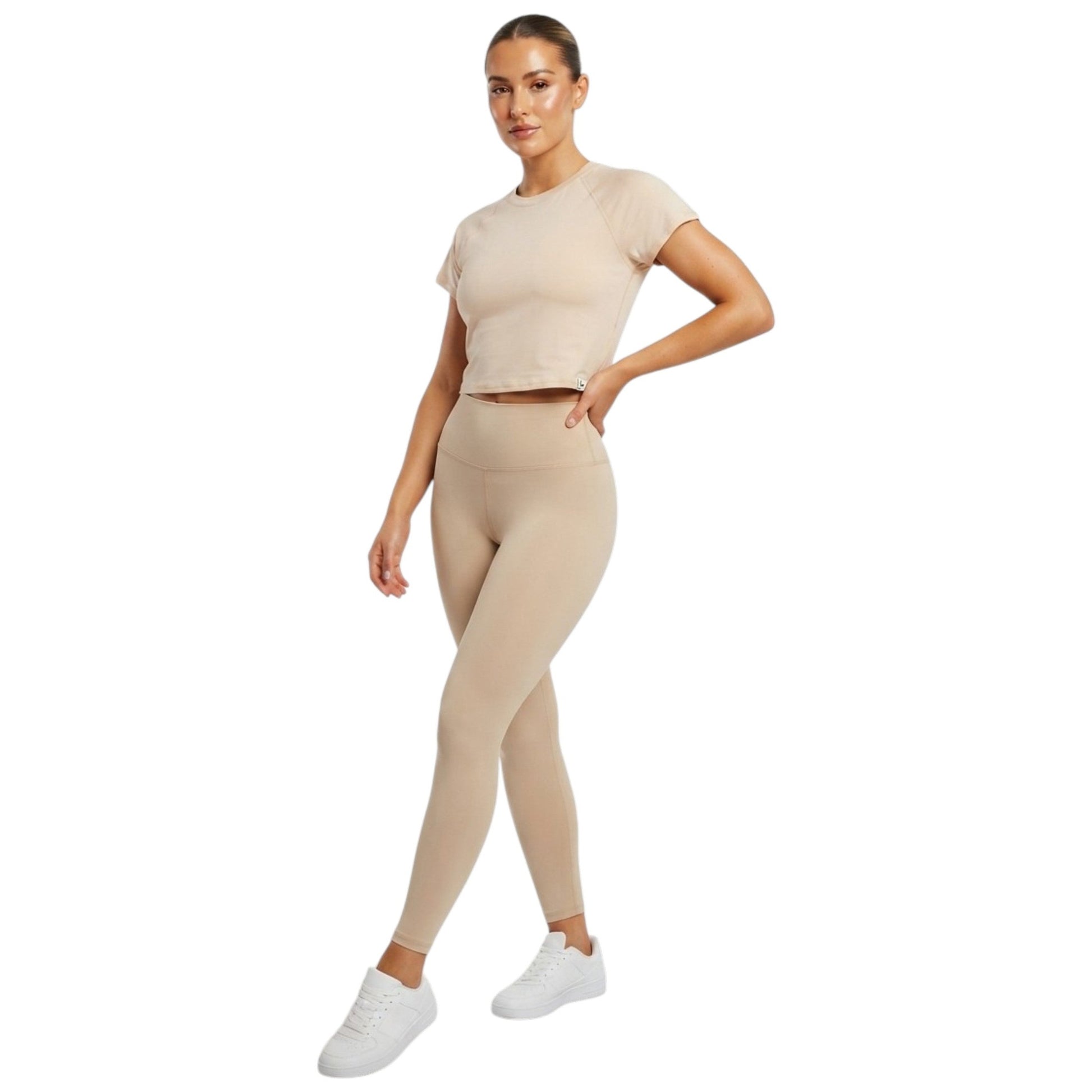 Women's Plain Solid Sport Top,Beige