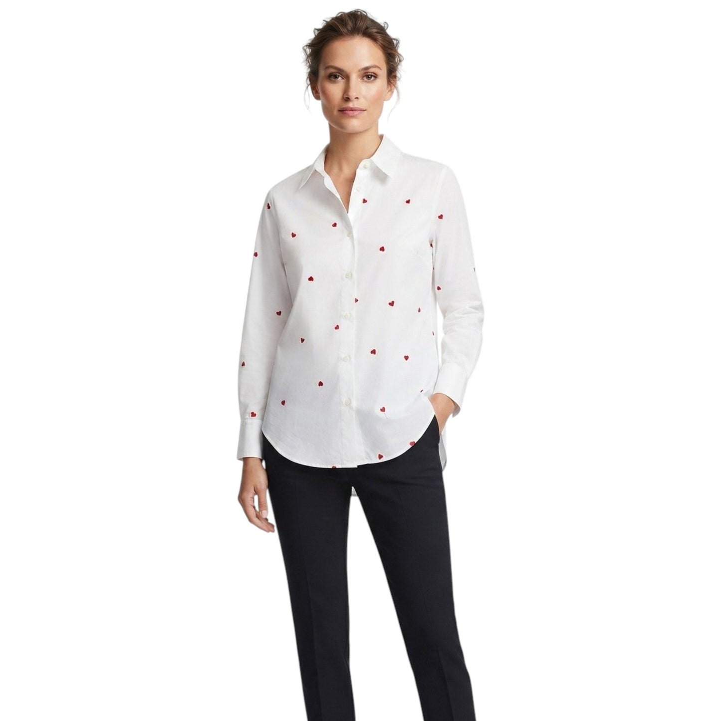 Women's Heart Printed Chemise,White