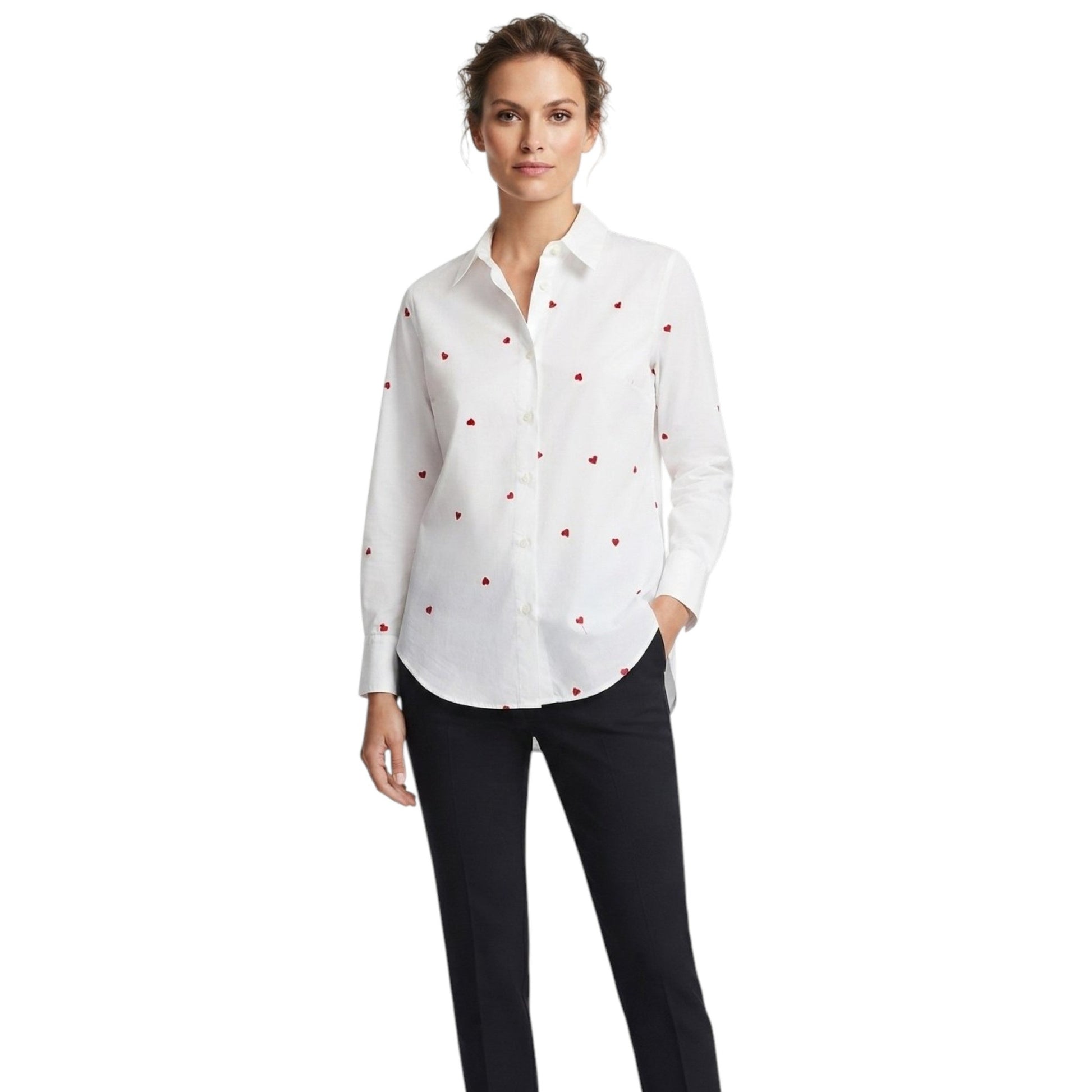 Women's Heart Printed Chemise,White