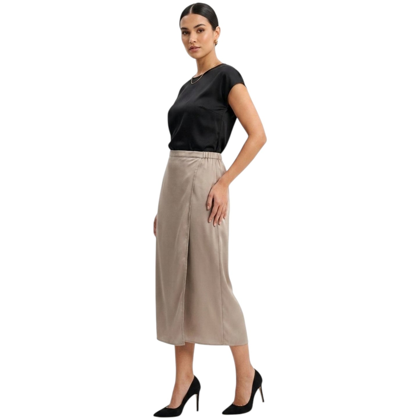 Women's Plain Skirt,Beige