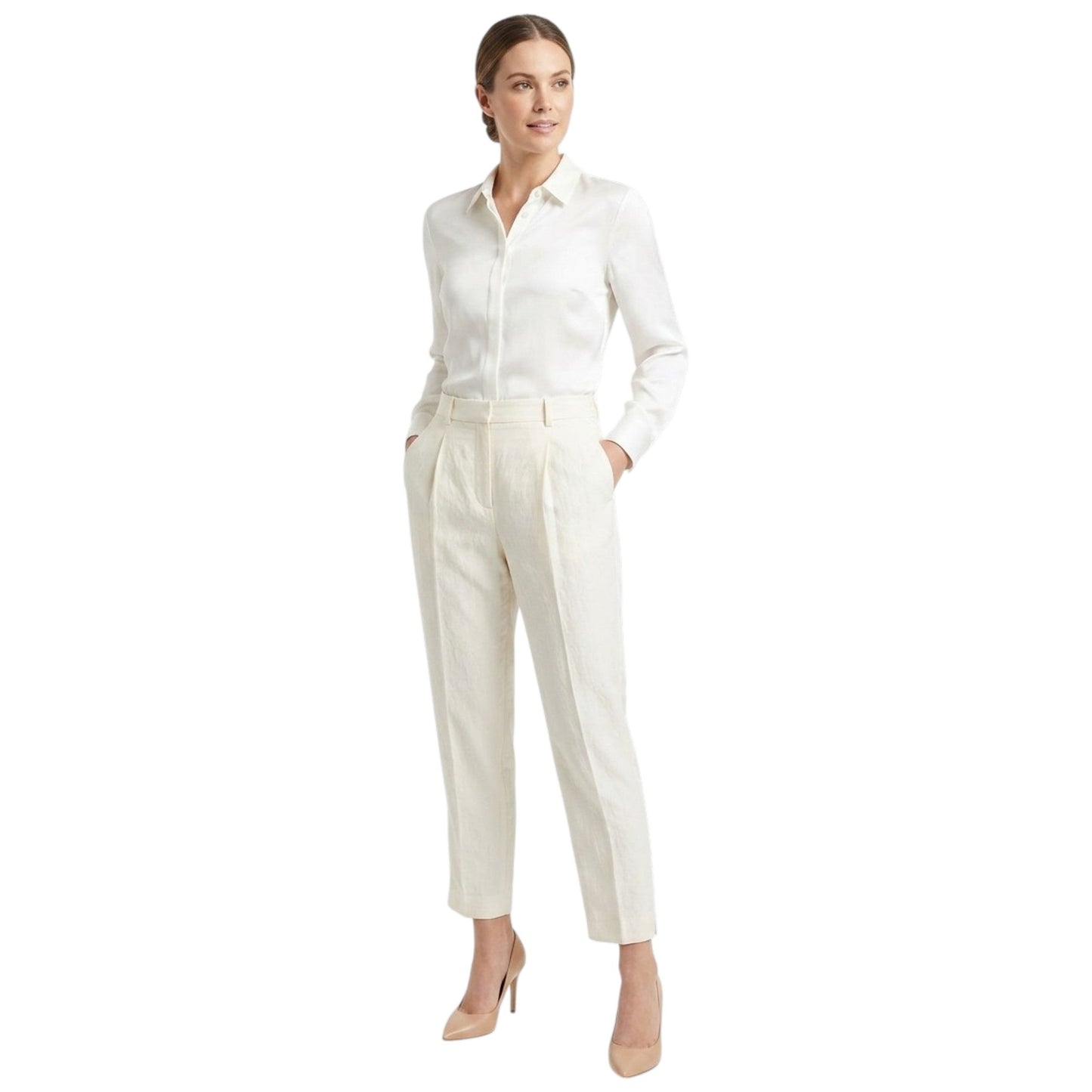 Women's Plain Pants,white