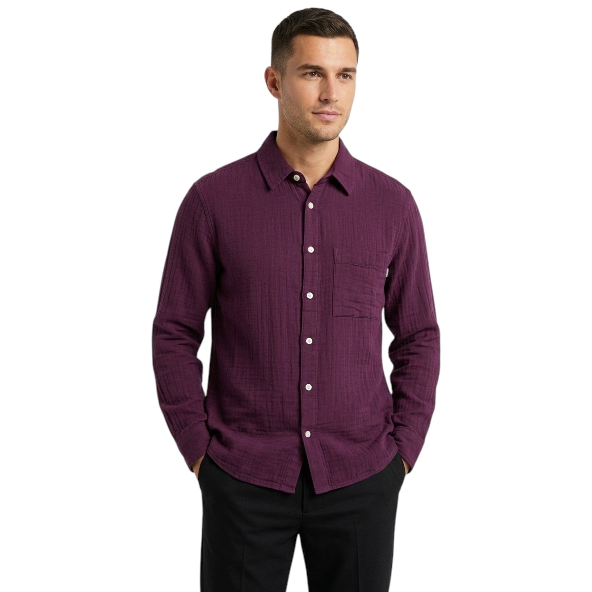 Men's Plain Driss Shirt,Burgandy