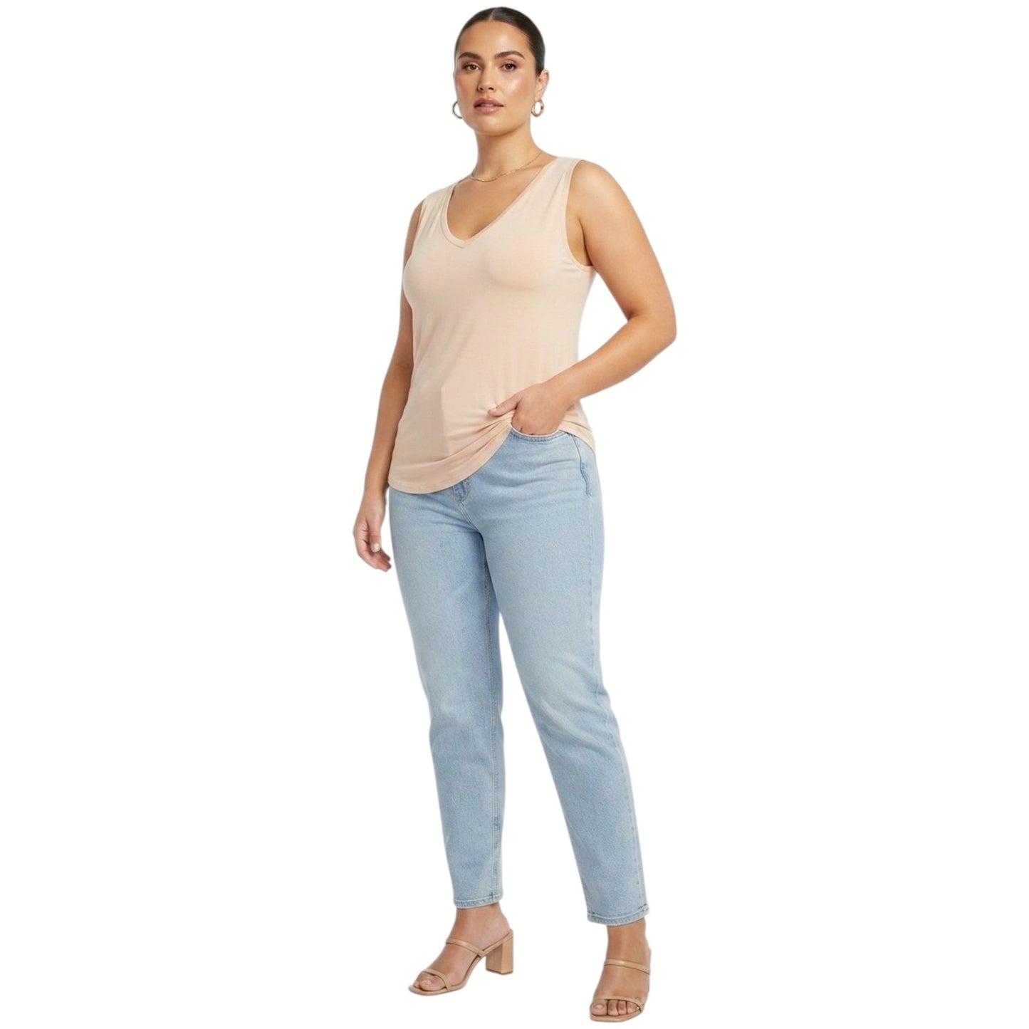 Women's Plain Top,Beige