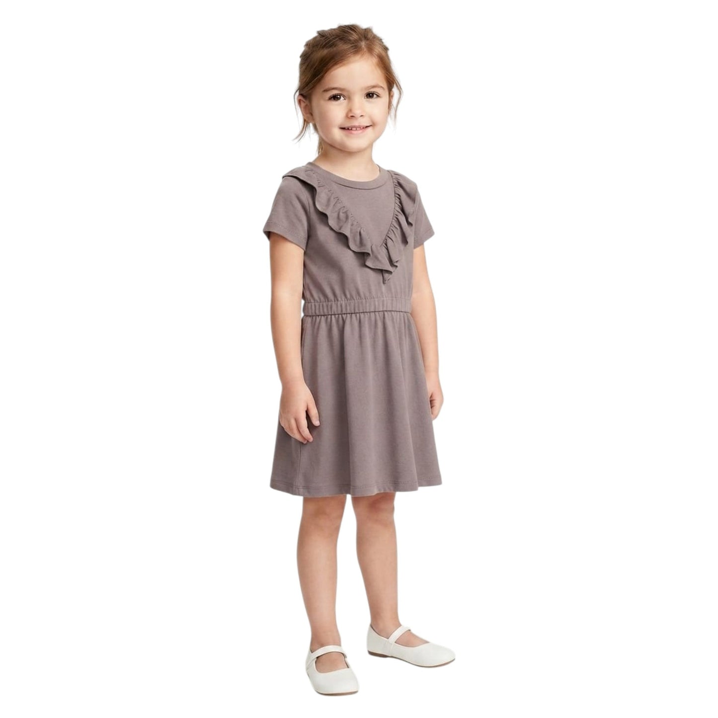 Kids Girl's Plain Dress,Brown